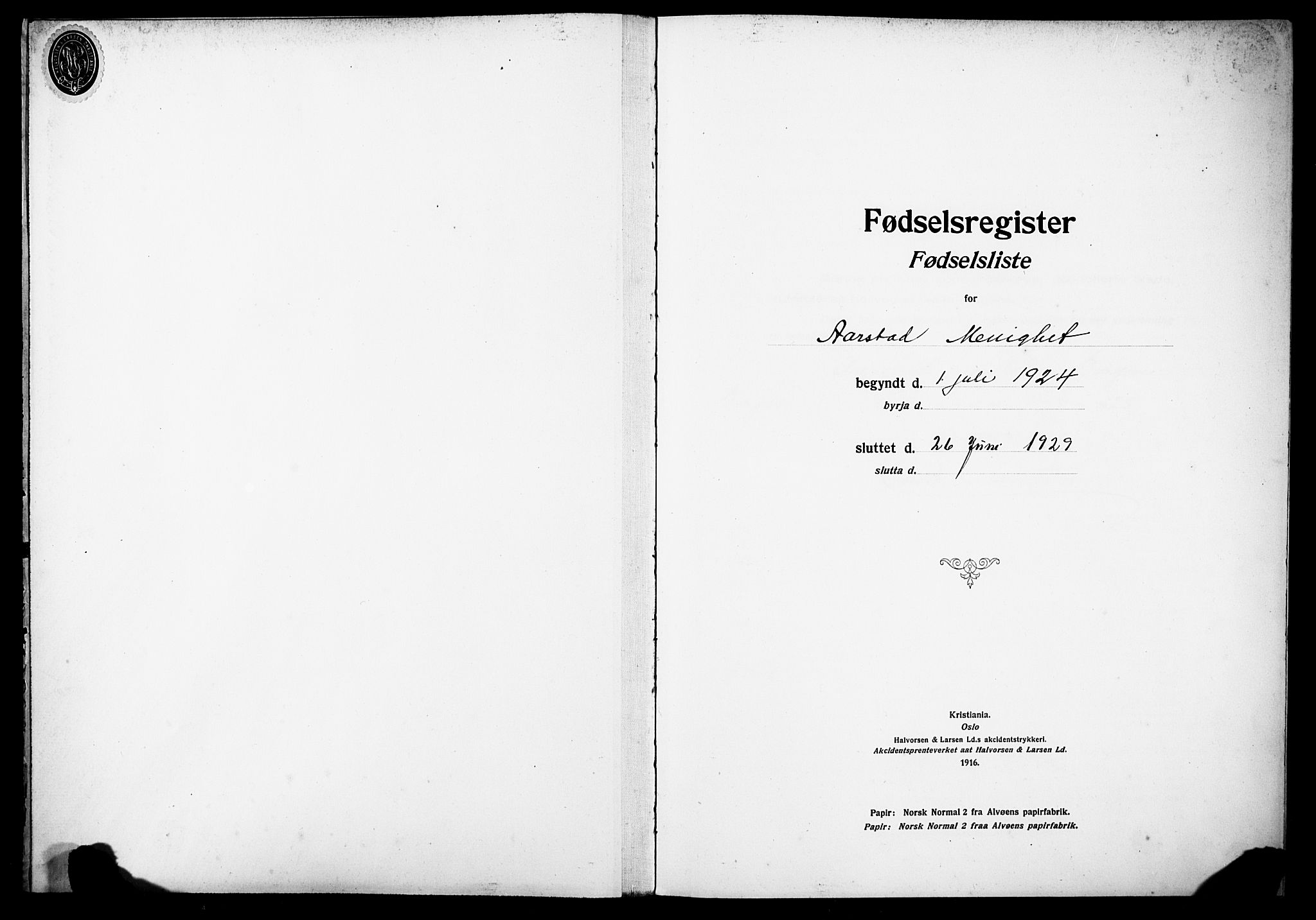 Årstad Sokneprestembete, AV/SAB-A-79301/I/Id/L0A03: Birth register no. A 3, 1924-1929