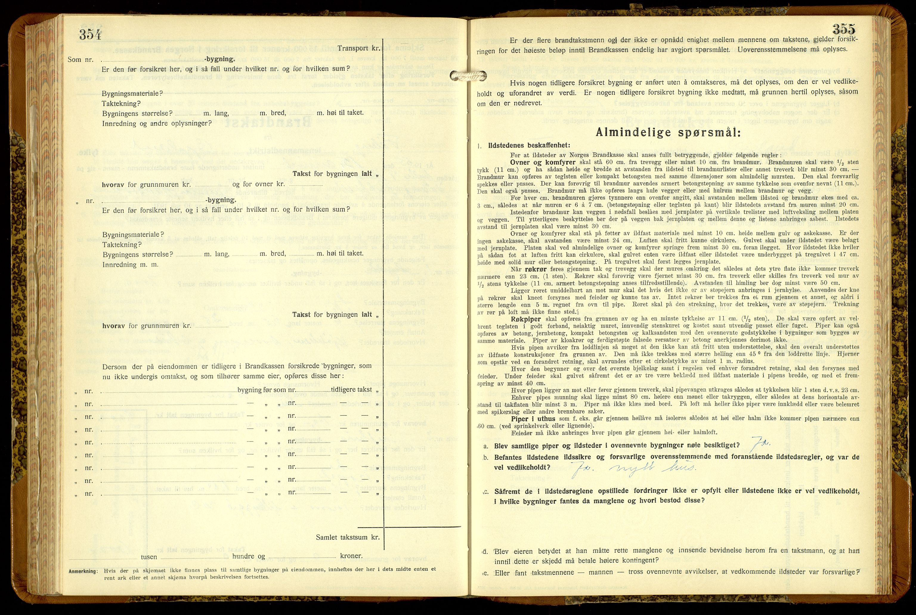 Norges Brannkasse, Fåberg, AV/SAH-NBRANF-041/F/L0006: Branntakstprotokoll, 1936-1955, p. 354-355