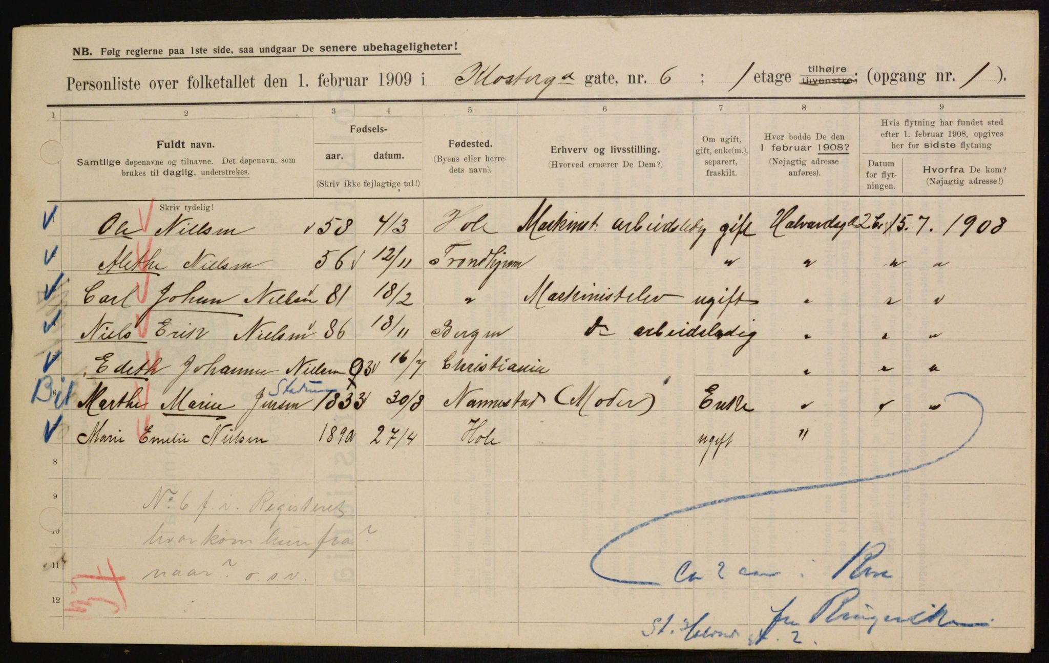 OBA, Municipal Census 1909 for Kristiania, 1909, p. 47824