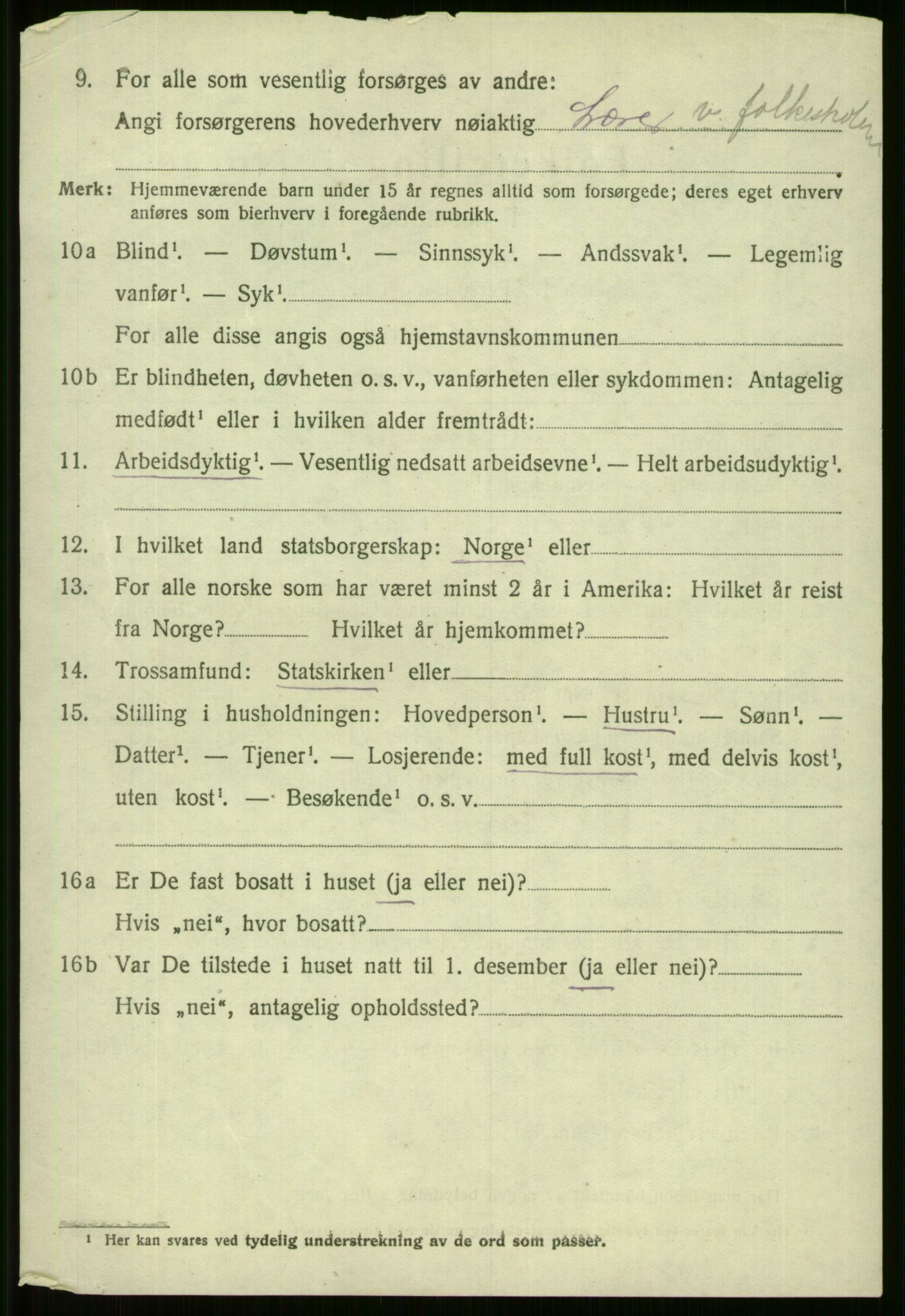 SAB, 1920 census for Voss, 1920, p. 14726