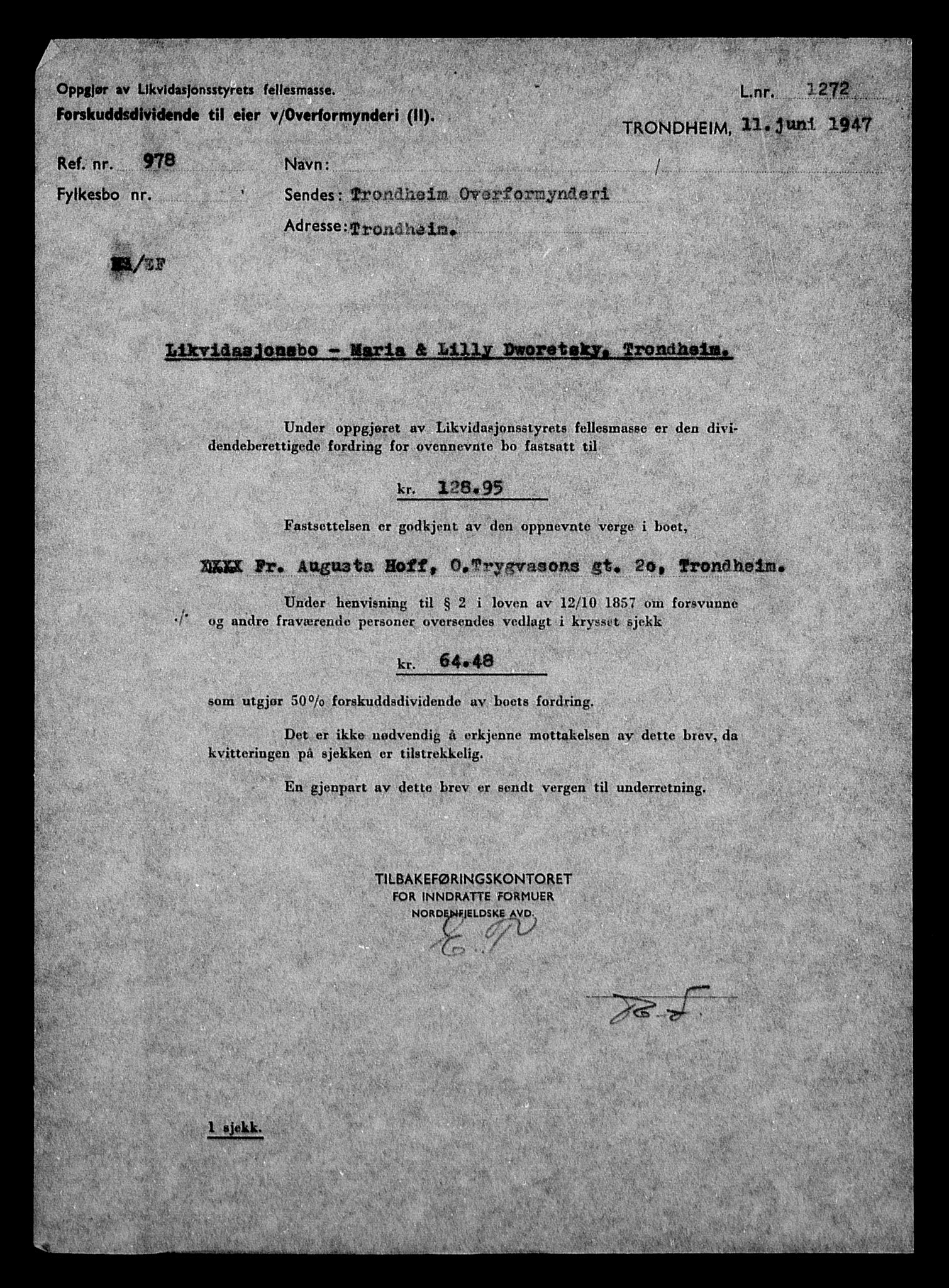 Justisdepartementet, Tilbakeføringskontoret for inndratte formuer, AV/RA-S-1564/H/Hc/Hca/L0894: --, 1945-1947, p. 248