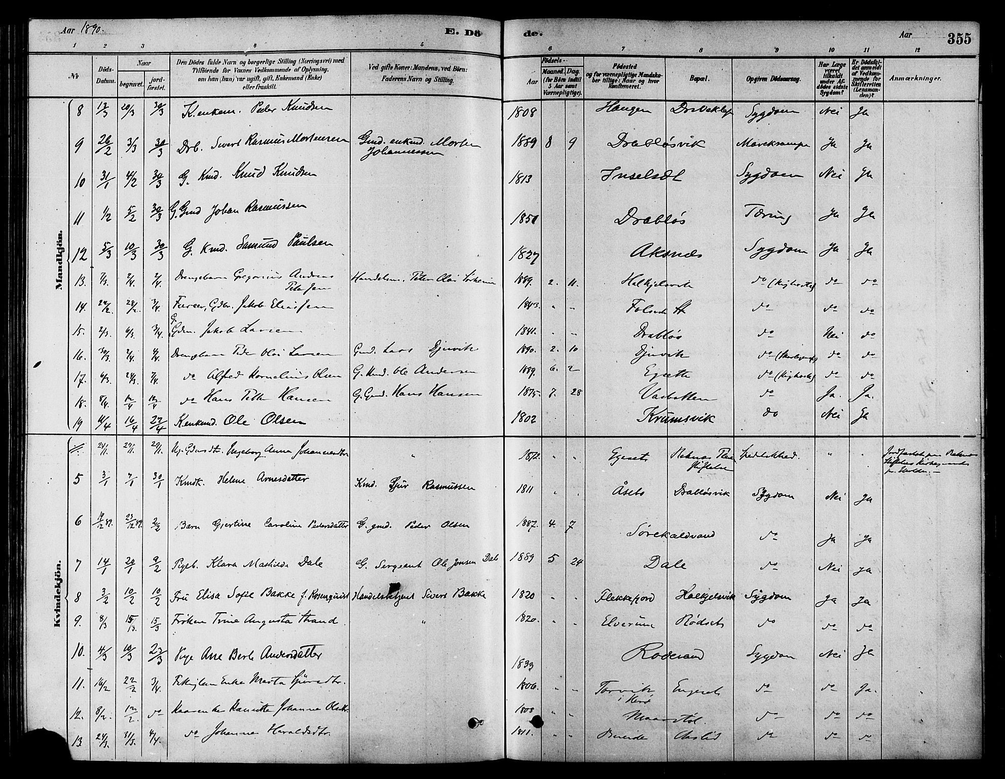 Ministerialprotokoller, klokkerbøker og fødselsregistre - Møre og Romsdal, AV/SAT-A-1454/511/L0141: Parish register (official) no. 511A08, 1878-1890, p. 355