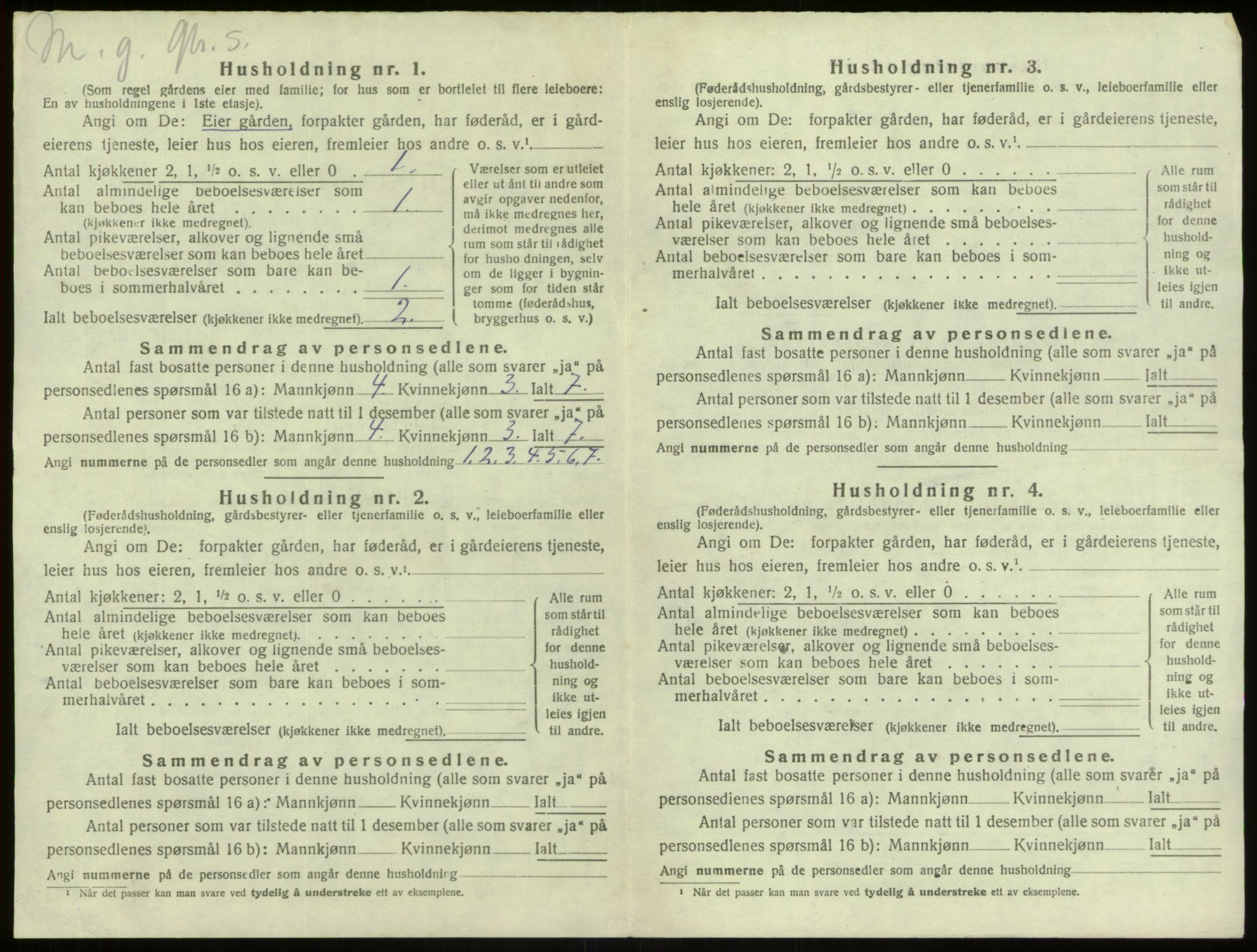 SAB, 1920 census for Lindås, 1920, p. 1277