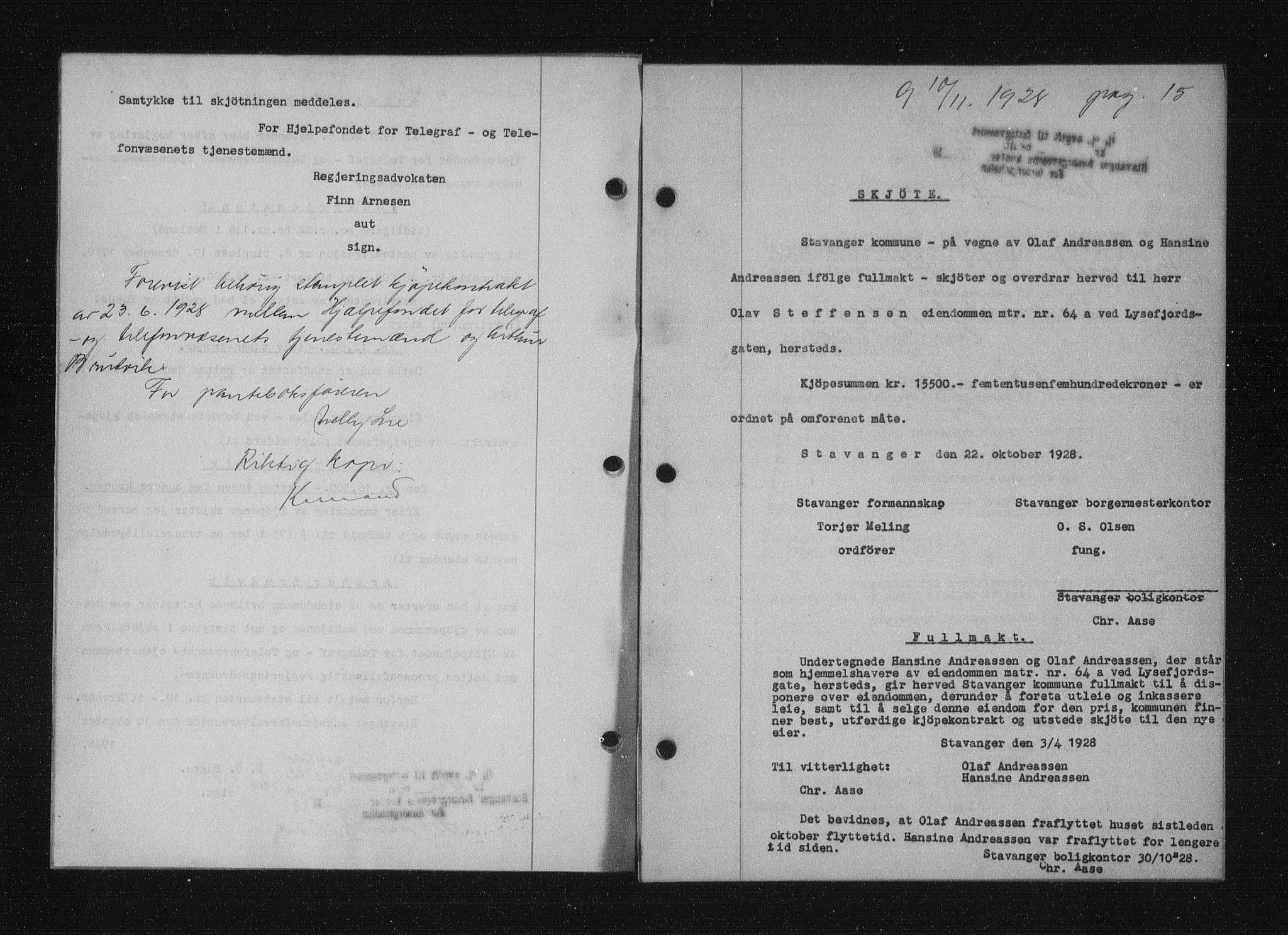 Stavanger byfogd, SAST/A-101408/001/4/41/410/410BB/L0055: Mortgage book no. 43, 1928-1929, Deed date: 10.11.1928