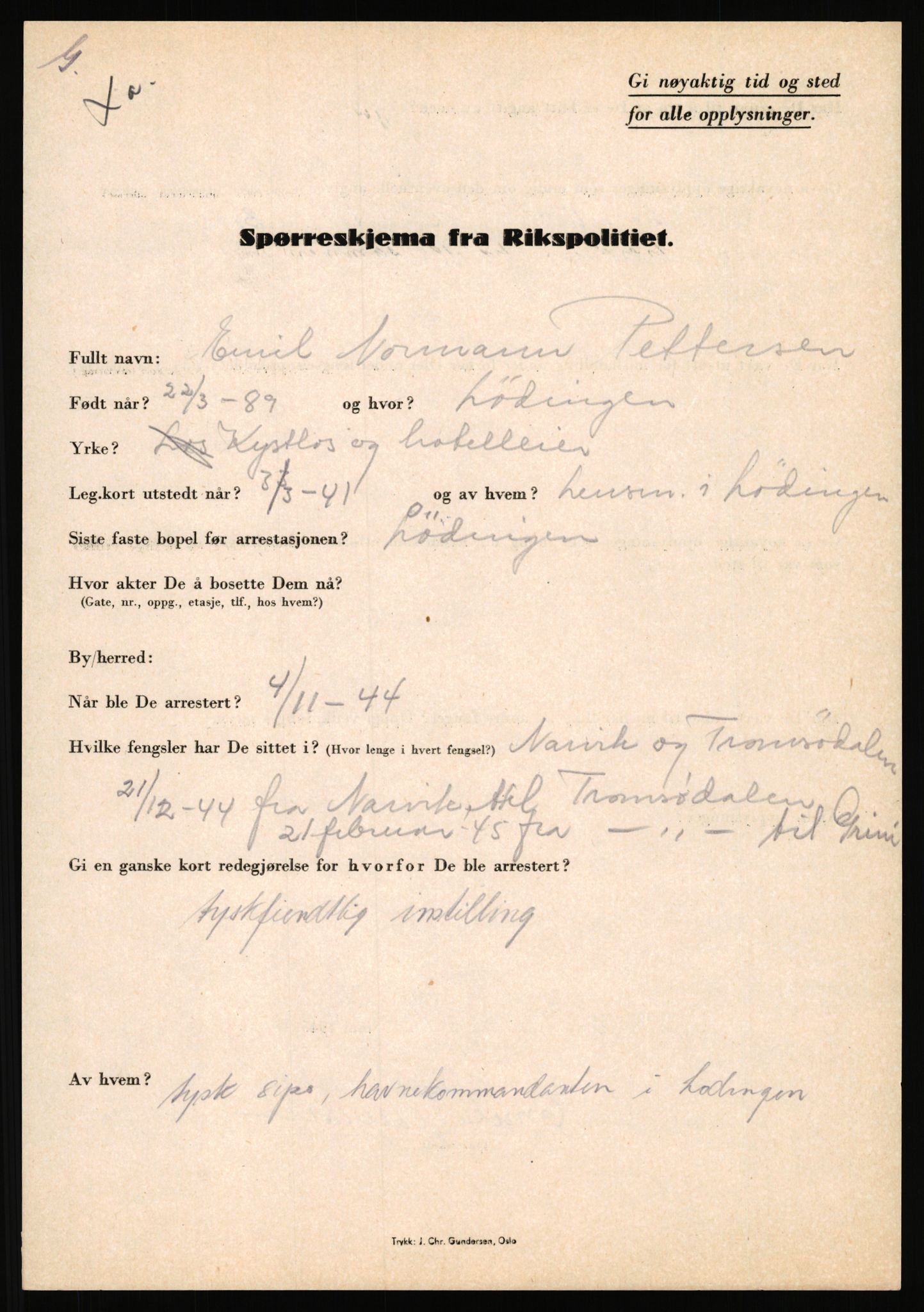 Rikspolitisjefen, AV/RA-S-1560/L/L0014: Pettersen, Aksel - Savosnick, Ernst, 1940-1945, p. 39