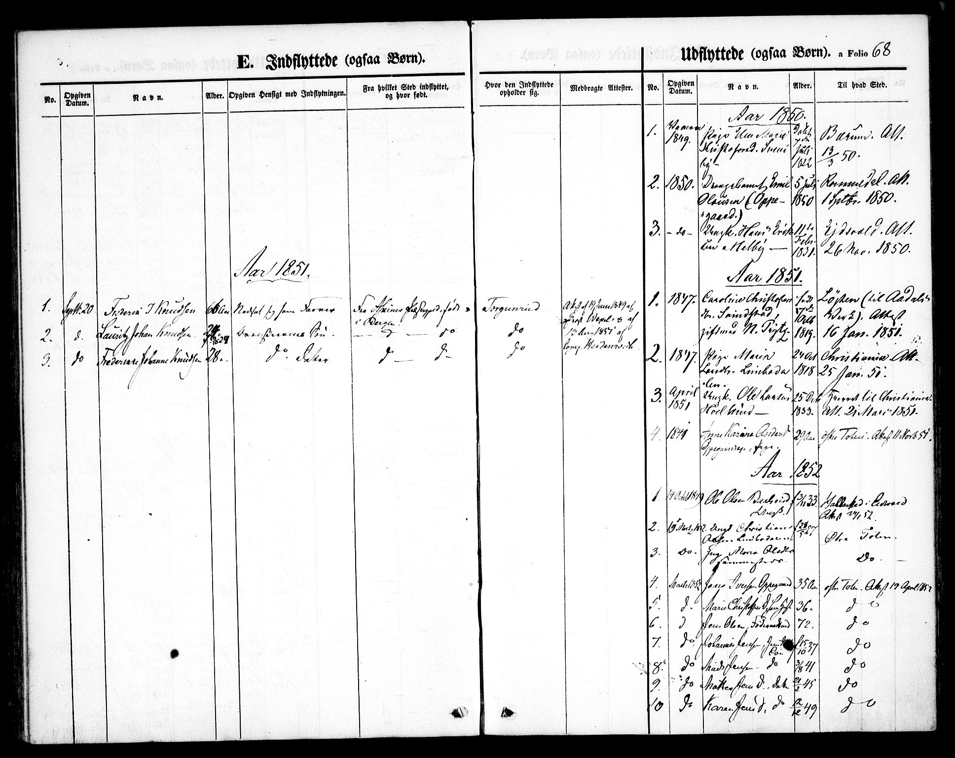 Hurdal prestekontor Kirkebøker, SAO/A-10889/F/Fb/L0001: Parish register (official) no. II 1, 1846-1859, p. 68