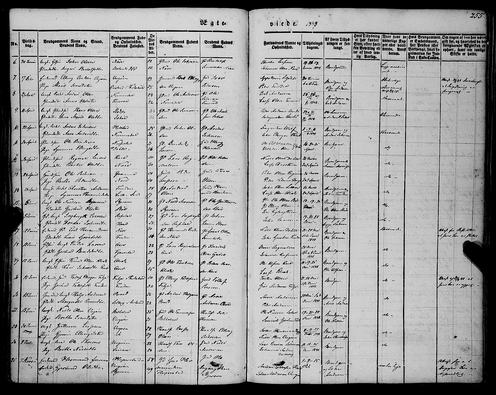 Vik sokneprestembete, SAB/A-81501: Parish register (official) no. A 8, 1846-1865, p. 255