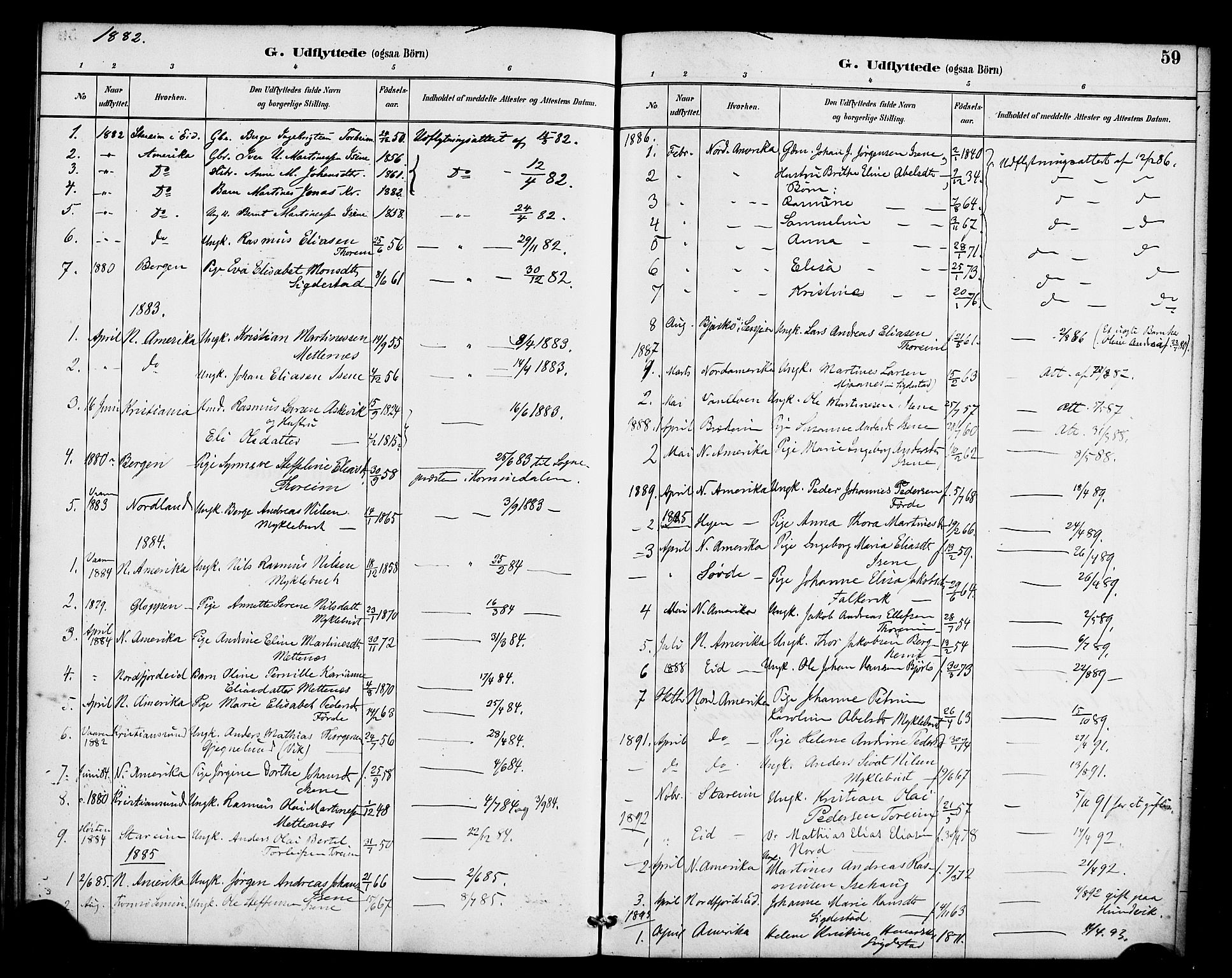 Davik sokneprestembete, SAB/A-79701/H/Haa/Haae/L0001: Parish register (official) no. E 1, 1882-1900, p. 59