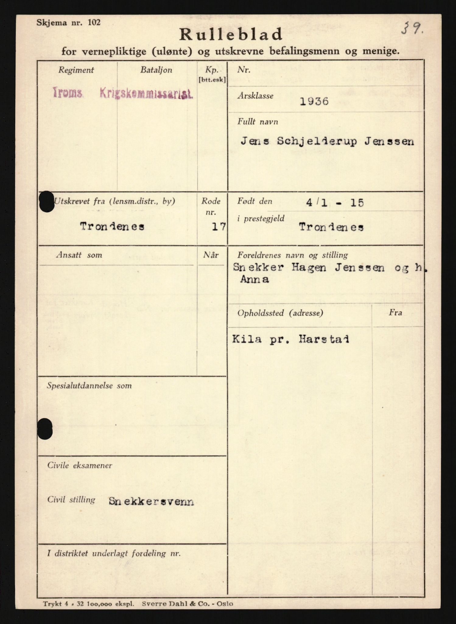 Forsvaret, Troms infanteriregiment nr. 16, AV/RA-RAFA-3146/P/Pa/L0020: Rulleblad for regimentets menige mannskaper, årsklasse 1936, 1936, p. 573