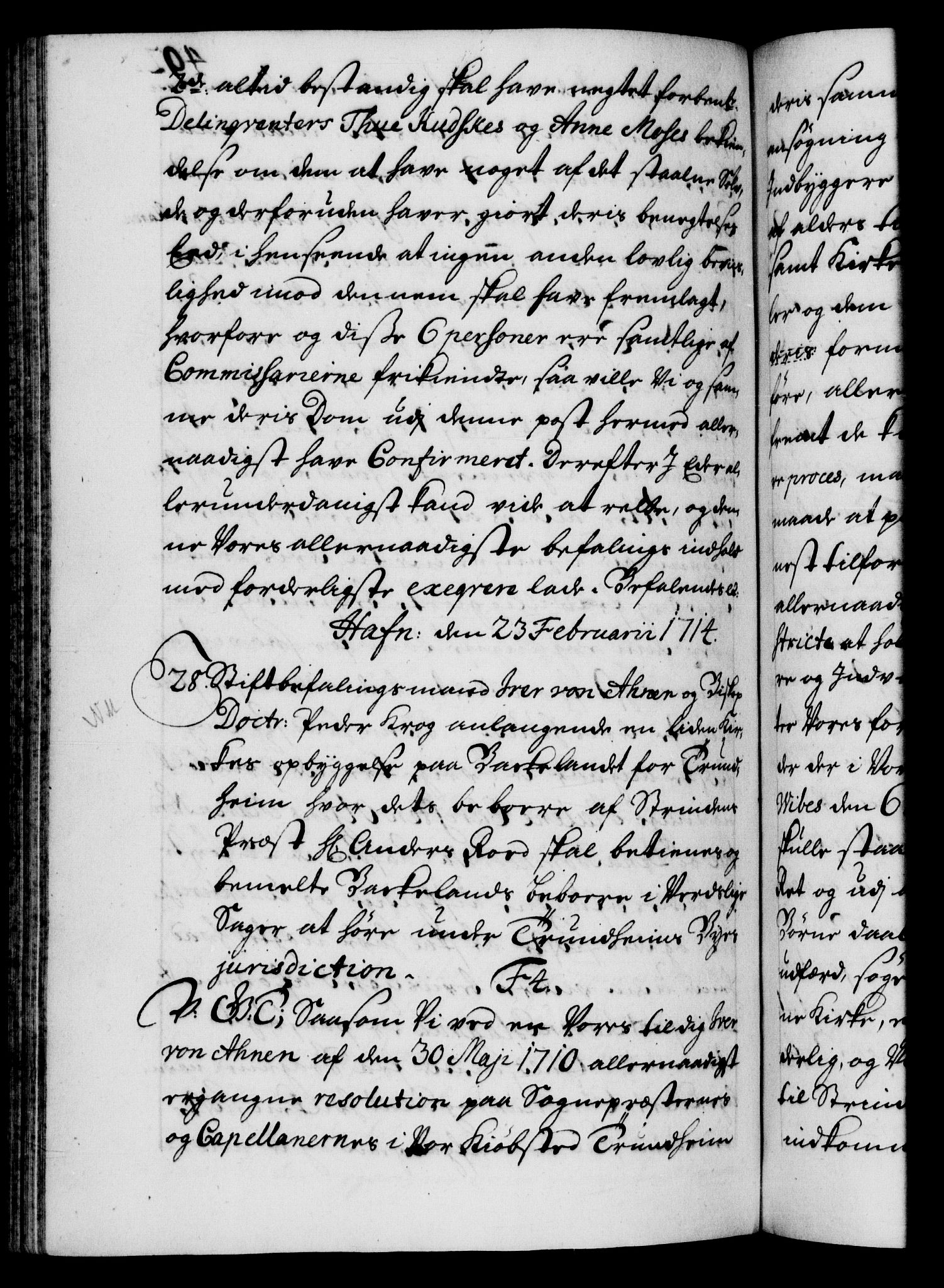 Danske Kanselli 1572-1799, AV/RA-EA-3023/F/Fc/Fca/Fcab/L0019: Norske tegnelser, 1710-1714, p. 492b