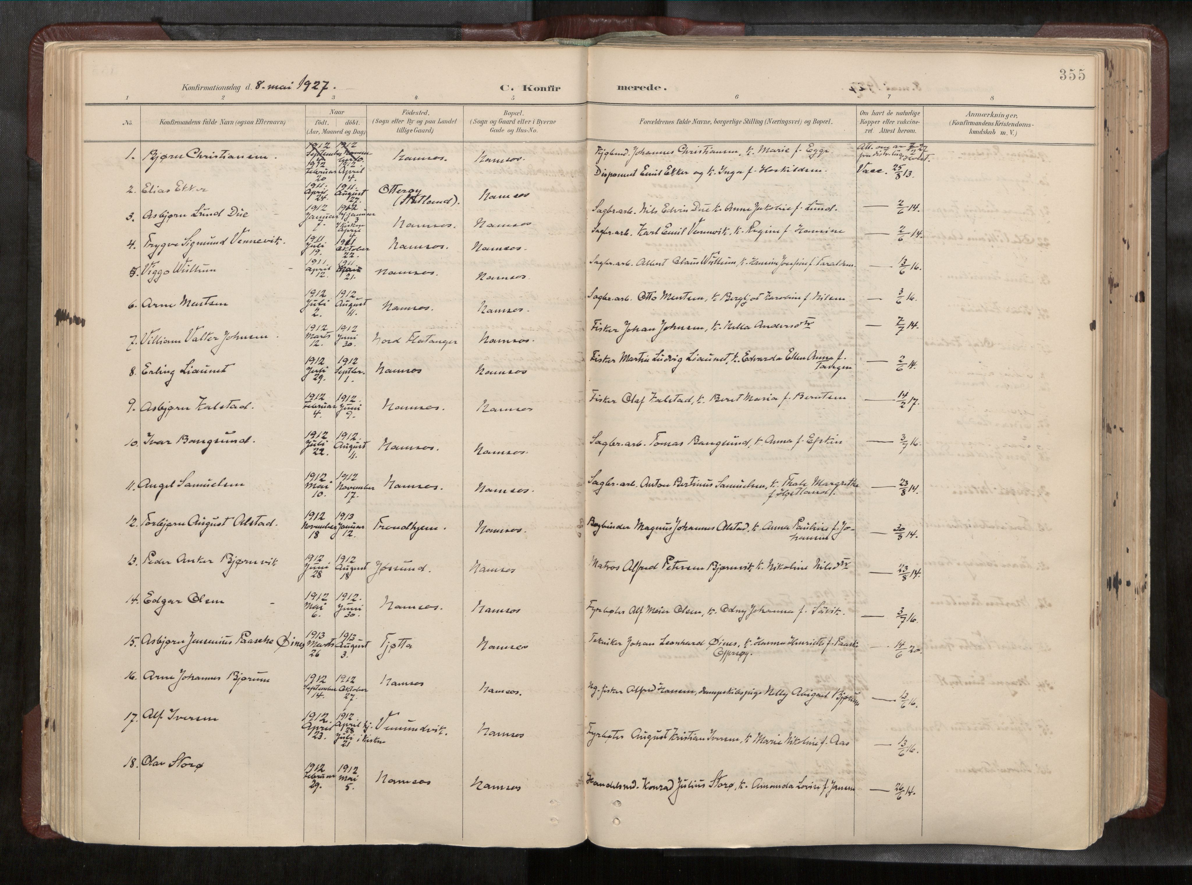 Ministerialprotokoller, klokkerbøker og fødselsregistre - Nord-Trøndelag, AV/SAT-A-1458/768/L0579a: Parish register (official) no. 768A14, 1887-1931, p. 355