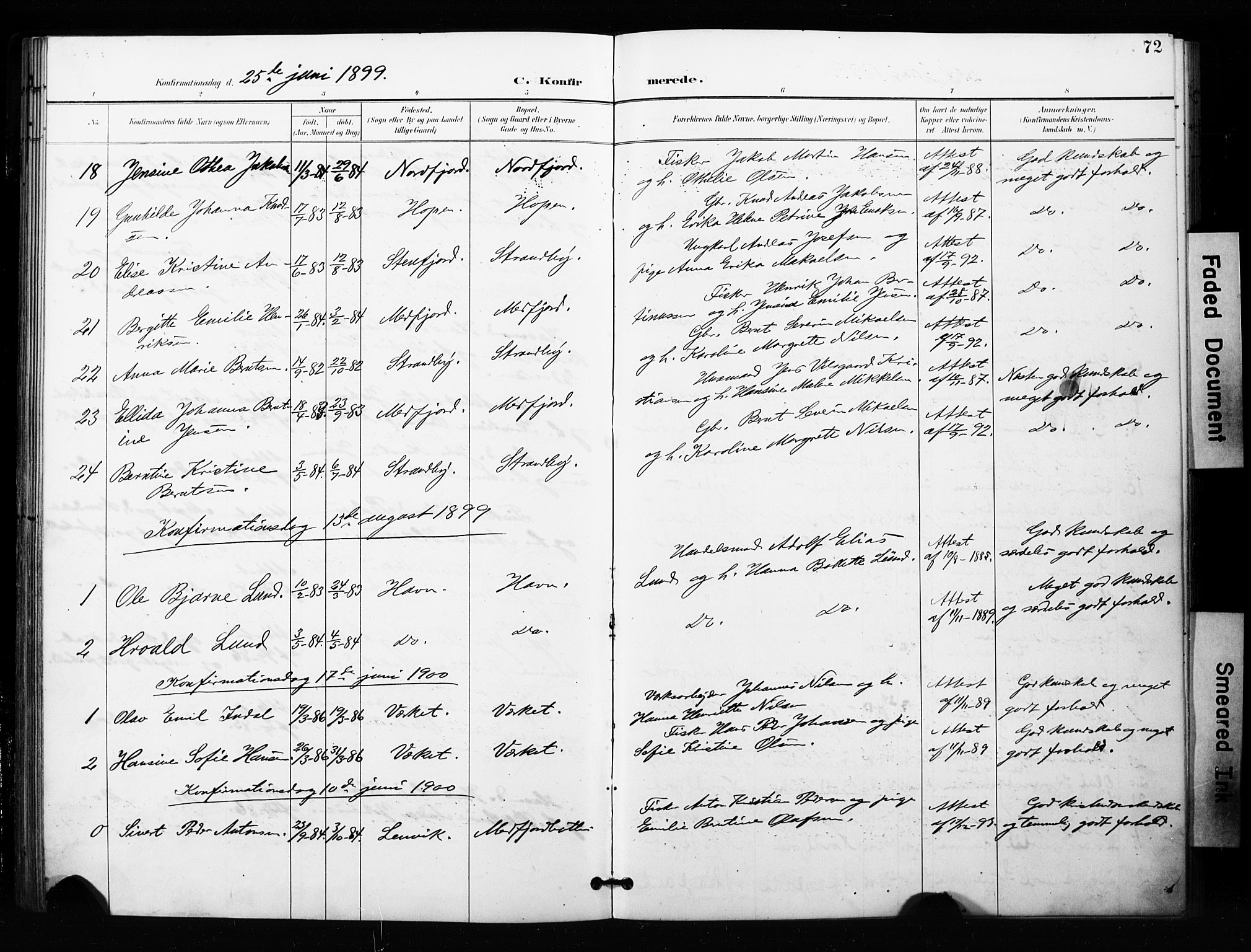 Berg sokneprestkontor, SATØ/S-1318/G/Ga/Gaa/L0005kirke: Parish register (official) no. 5, 1894-1905, p. 72