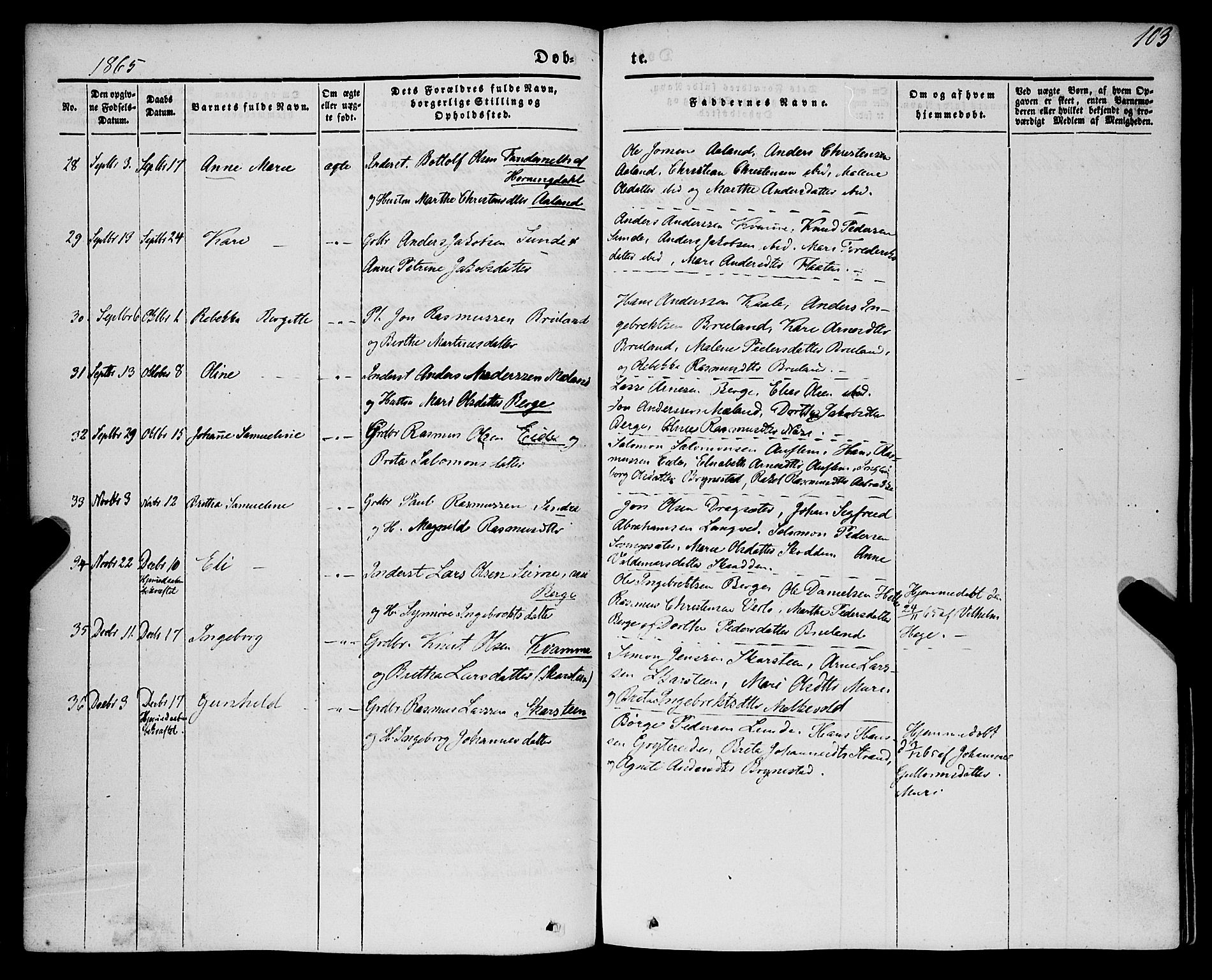 Innvik sokneprestembete, AV/SAB-A-80501: Parish register (official) no. A 5, 1847-1865, p. 103