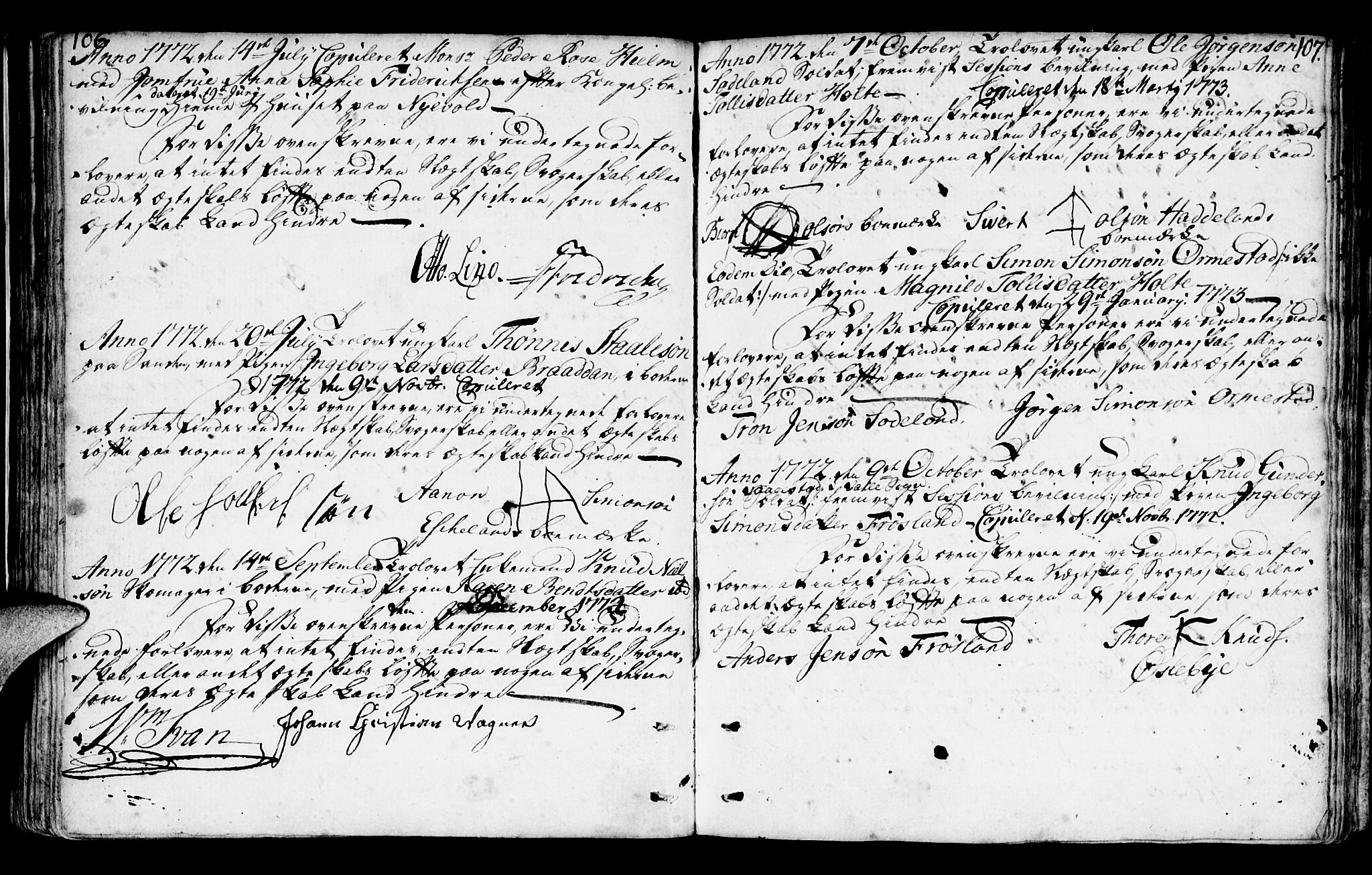 Mandal sokneprestkontor, AV/SAK-1111-0030/F/Fa/Faa/L0006: Parish register (official) no. A 6, 1755-1783, p. 106-107