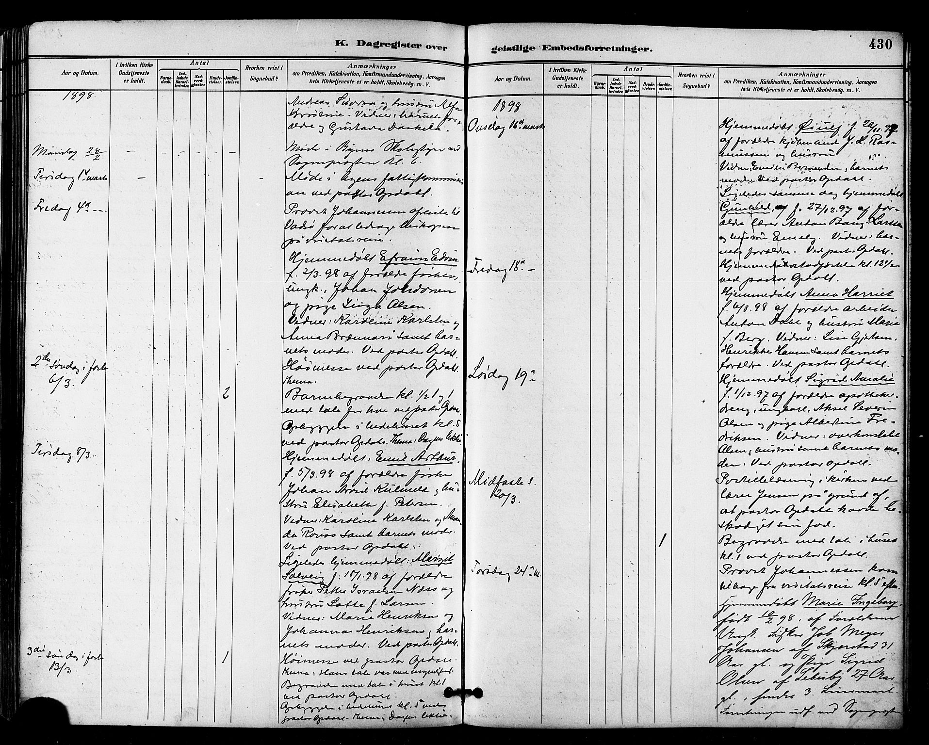 Vardø sokneprestkontor, AV/SATØ-S-1332/H/Ha/L0007kirke: Parish register (official) no. 7, 1886-1897, p. 430