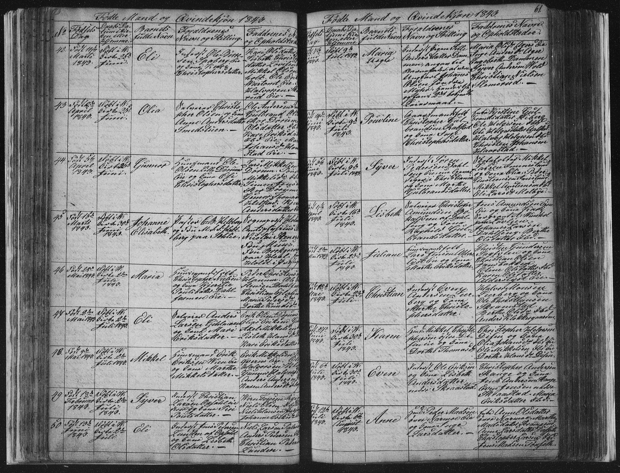 Vang prestekontor, Hedmark, AV/SAH-PREST-008/H/Ha/Hab/L0008: Parish register (copy) no. 8, 1832-1854, p. 61