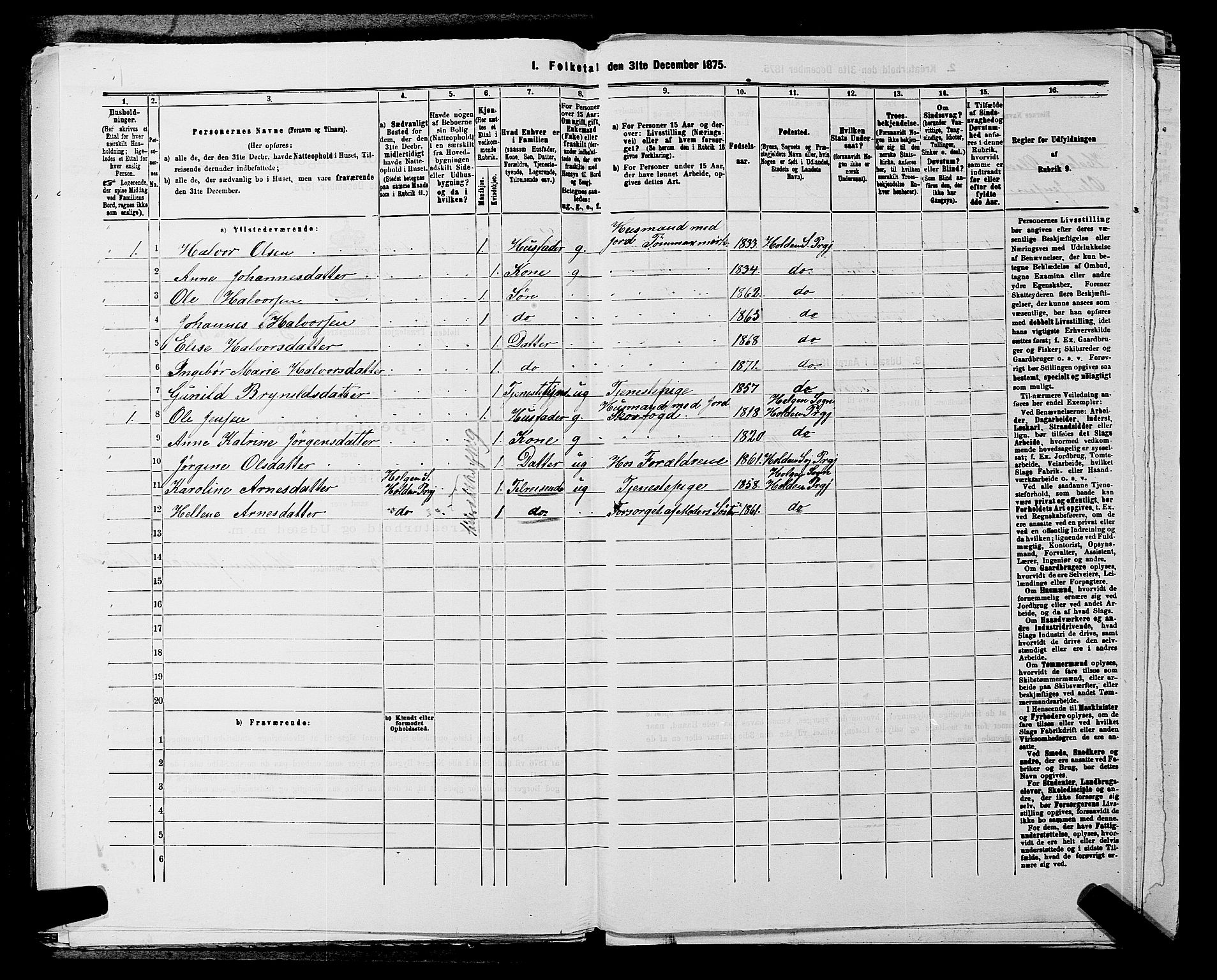 SAKO, 1875 census for 0819P Holla, 1875, p. 419