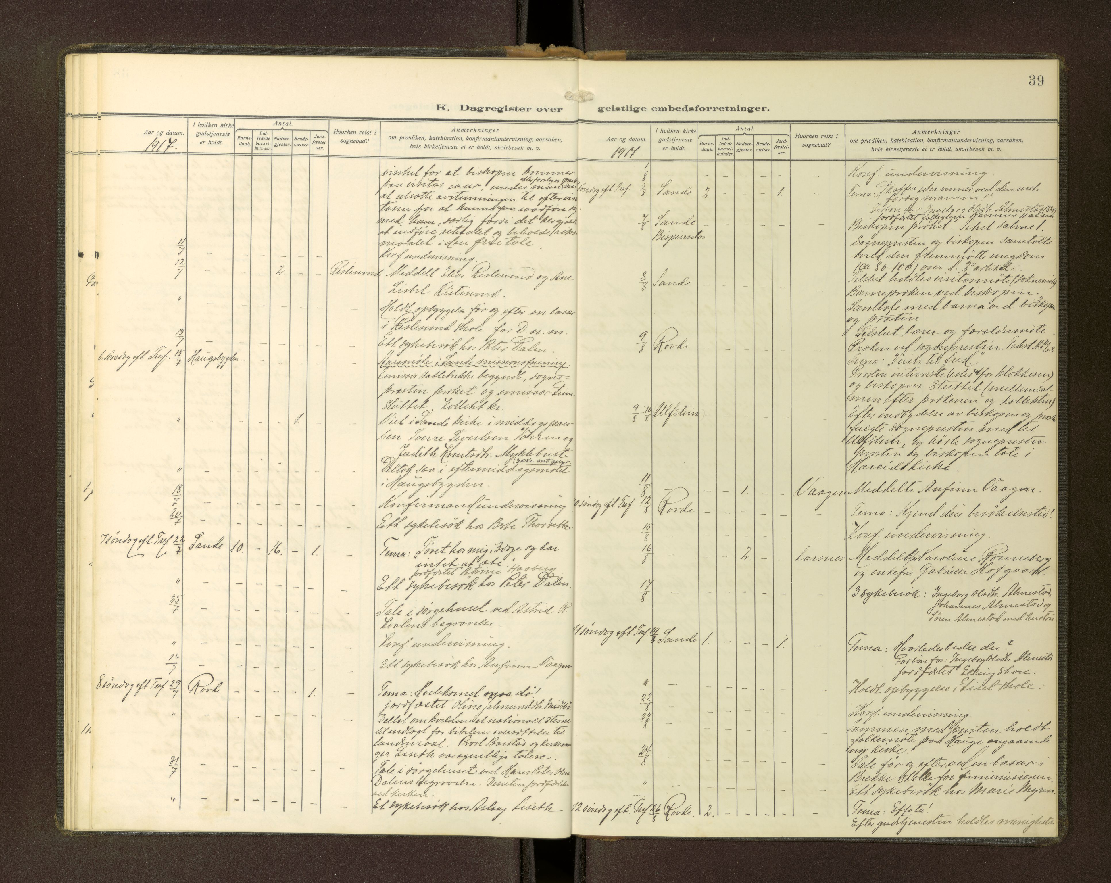 Ministerialprotokoller, klokkerbøker og fødselsregistre - Møre og Romsdal, AV/SAT-A-1454/503/L0039: Diary records no. 503---, 1913-1918, p. 39