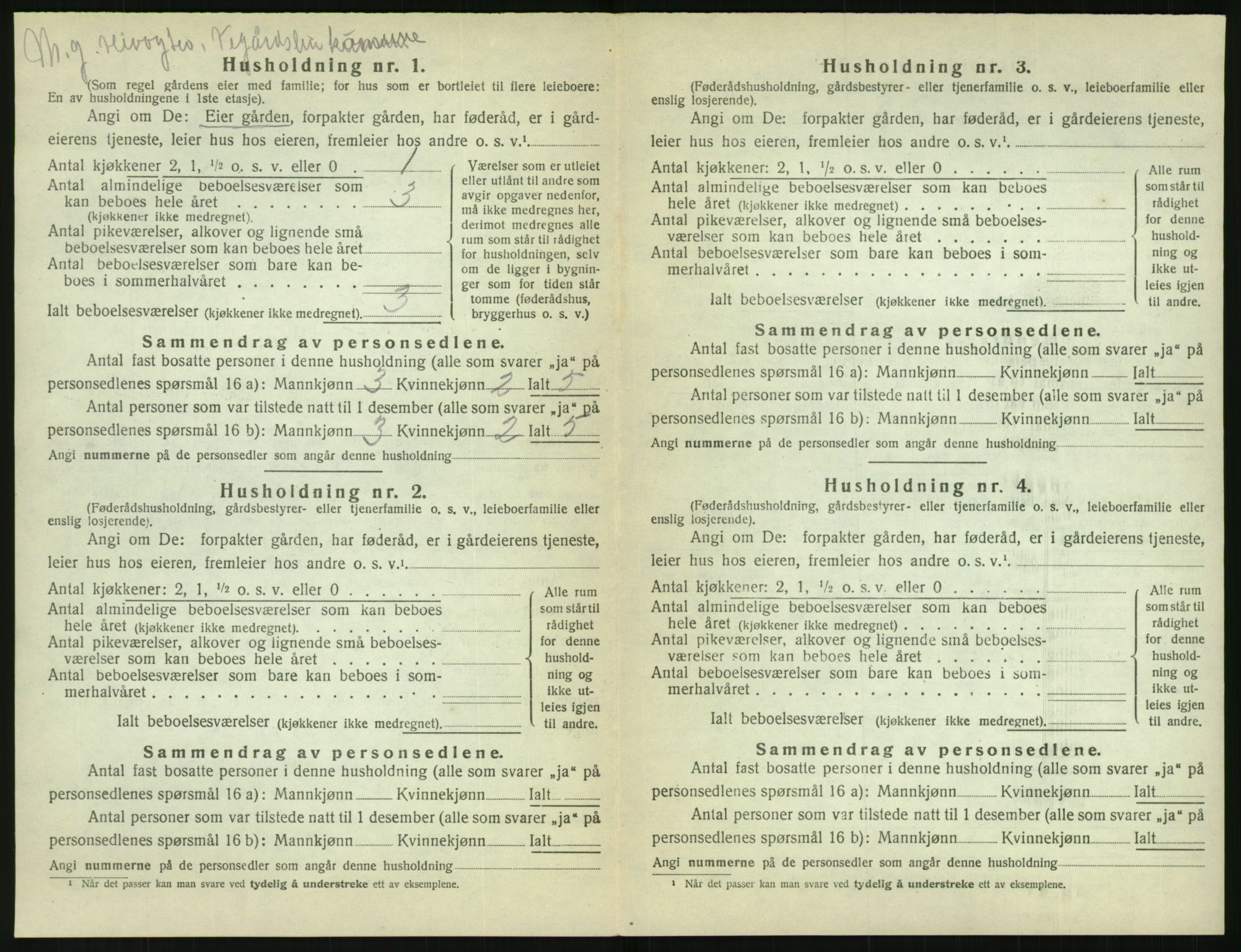 SAK, 1920 census for Vegårshei, 1920, p. 581
