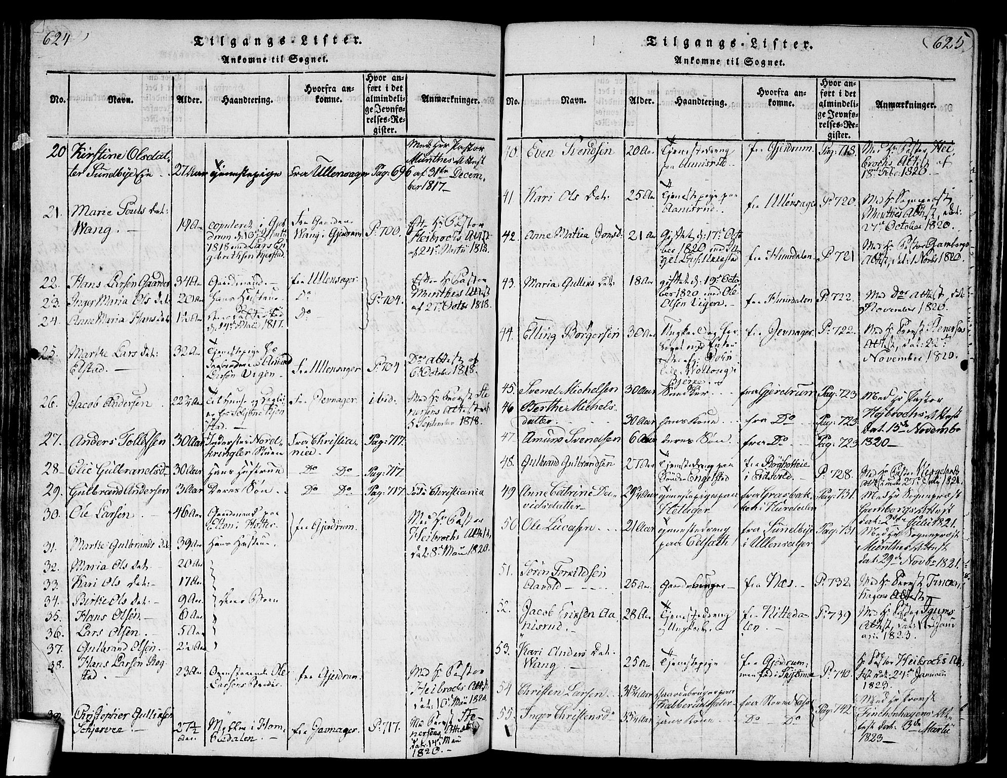 Nannestad prestekontor Kirkebøker, SAO/A-10414a/F/Fa/L0009: Parish register (official) no. I 9, 1815-1840, p. 624-625