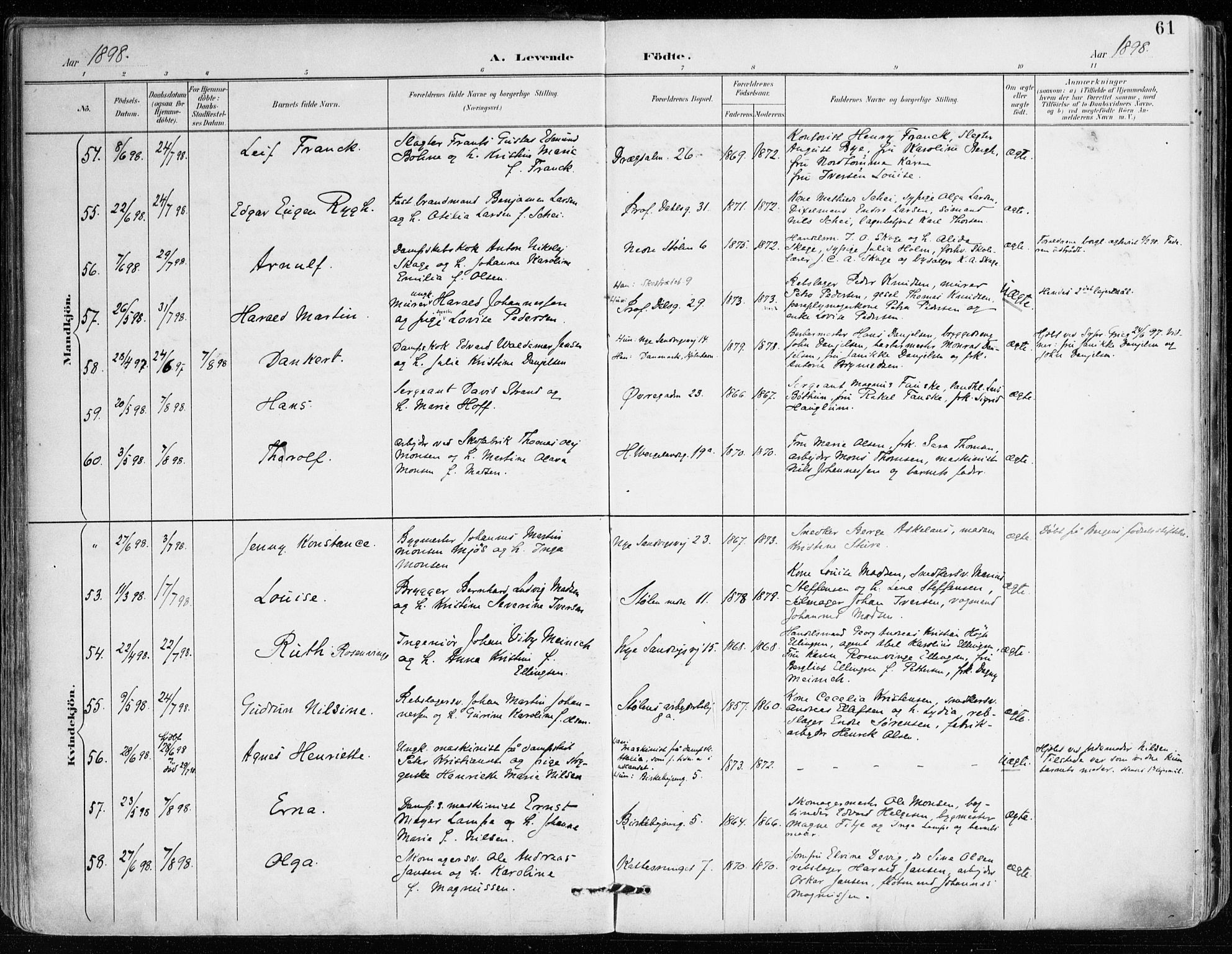 Mariakirken Sokneprestembete, AV/SAB-A-76901/H/Haa/L0008: Parish register (official) no. A 8, 1893-1942, p. 61