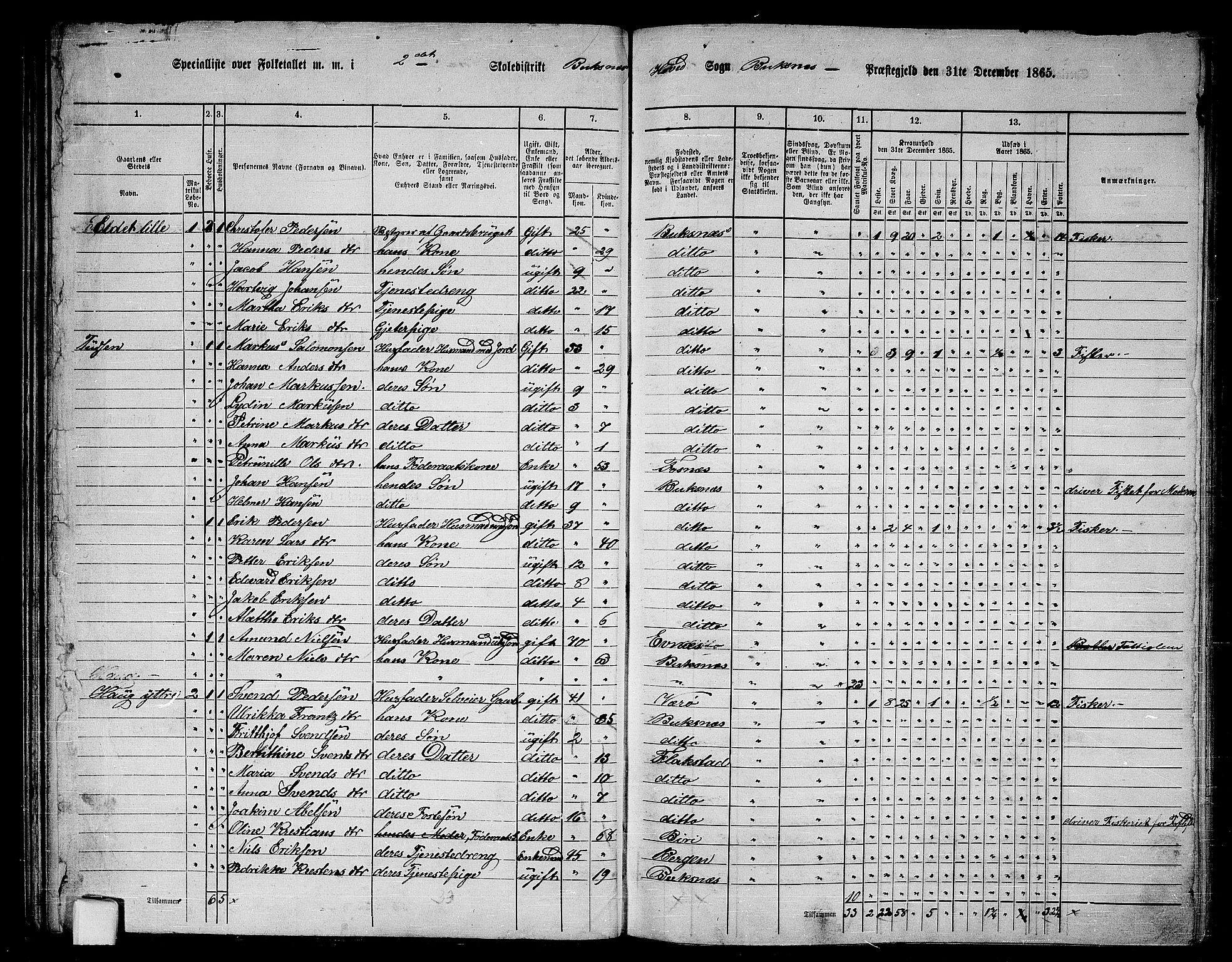 RA, 1865 census for Buksnes, 1865, p. 31