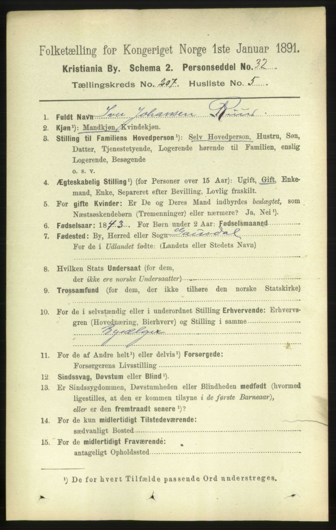 RA, 1891 census for 0301 Kristiania, 1891, p. 124495