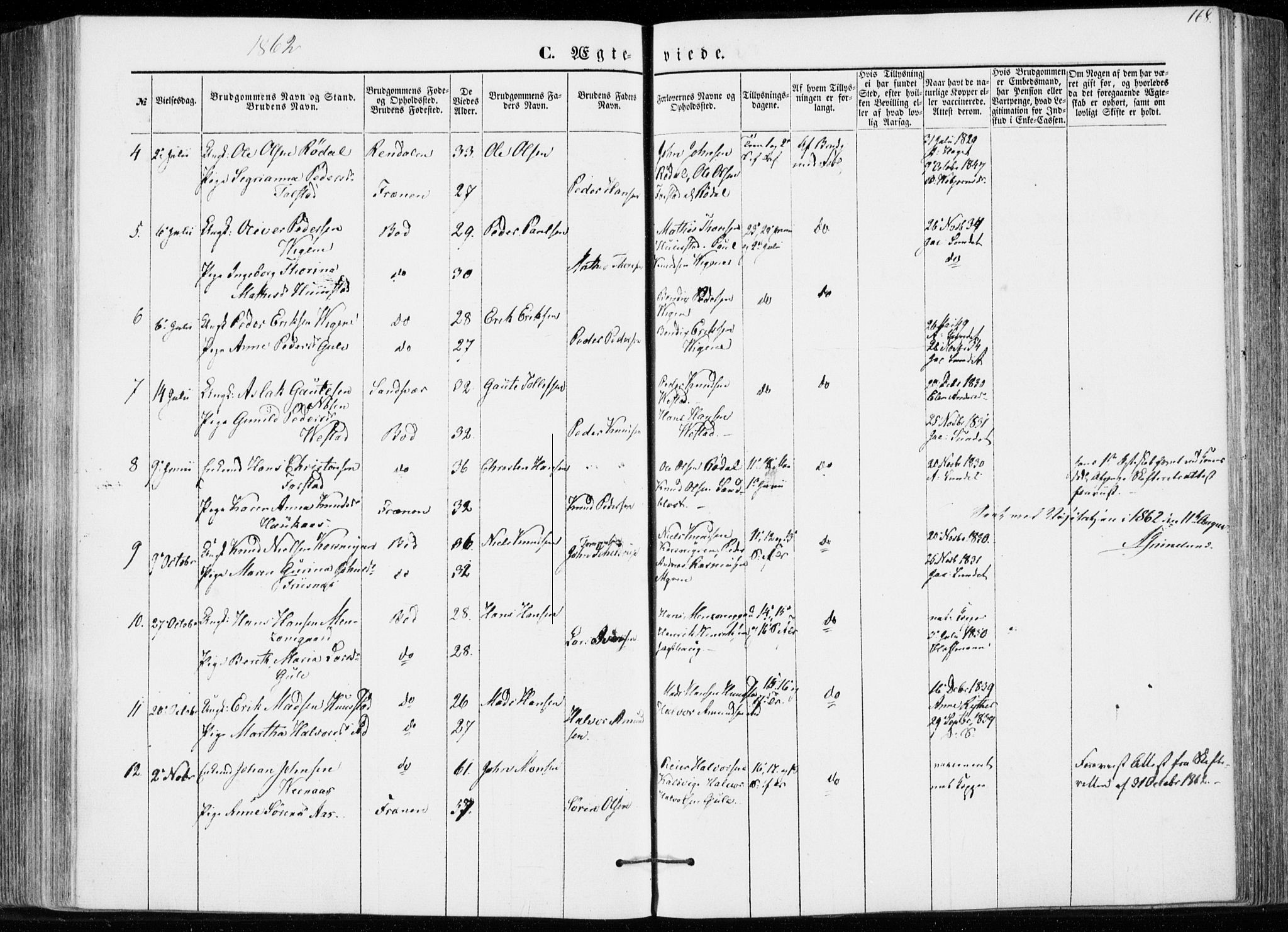 Ministerialprotokoller, klokkerbøker og fødselsregistre - Møre og Romsdal, AV/SAT-A-1454/566/L0767: Parish register (official) no. 566A06, 1852-1868, p. 168