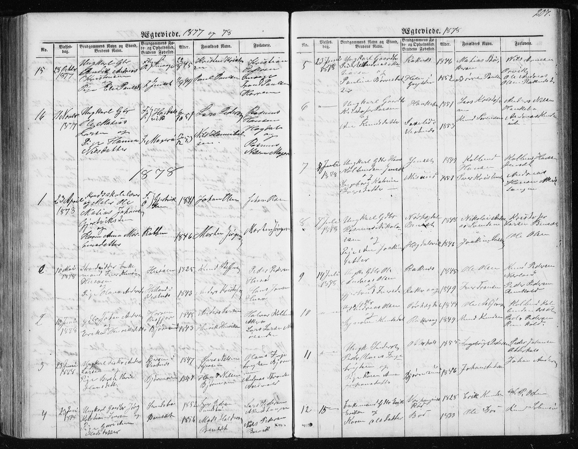 Ministerialprotokoller, klokkerbøker og fødselsregistre - Møre og Romsdal, SAT/A-1454/560/L0724: Parish register (copy) no. 560C01, 1867-1892, p. 207