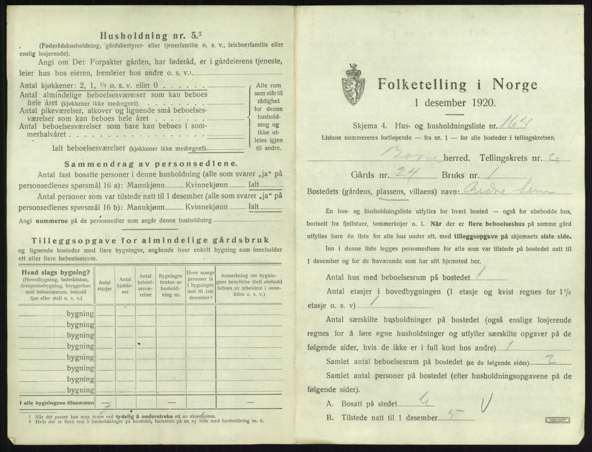 SAKO, 1920 census for Borre, 1920, p. 802