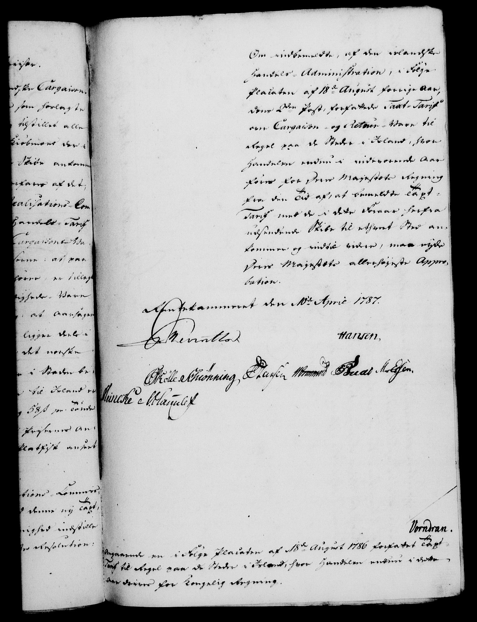 Rentekammeret, Kammerkanselliet, AV/RA-EA-3111/G/Gf/Gfa/L0069: Norsk relasjons- og resolusjonsprotokoll (merket RK 52.69), 1787, p. 276