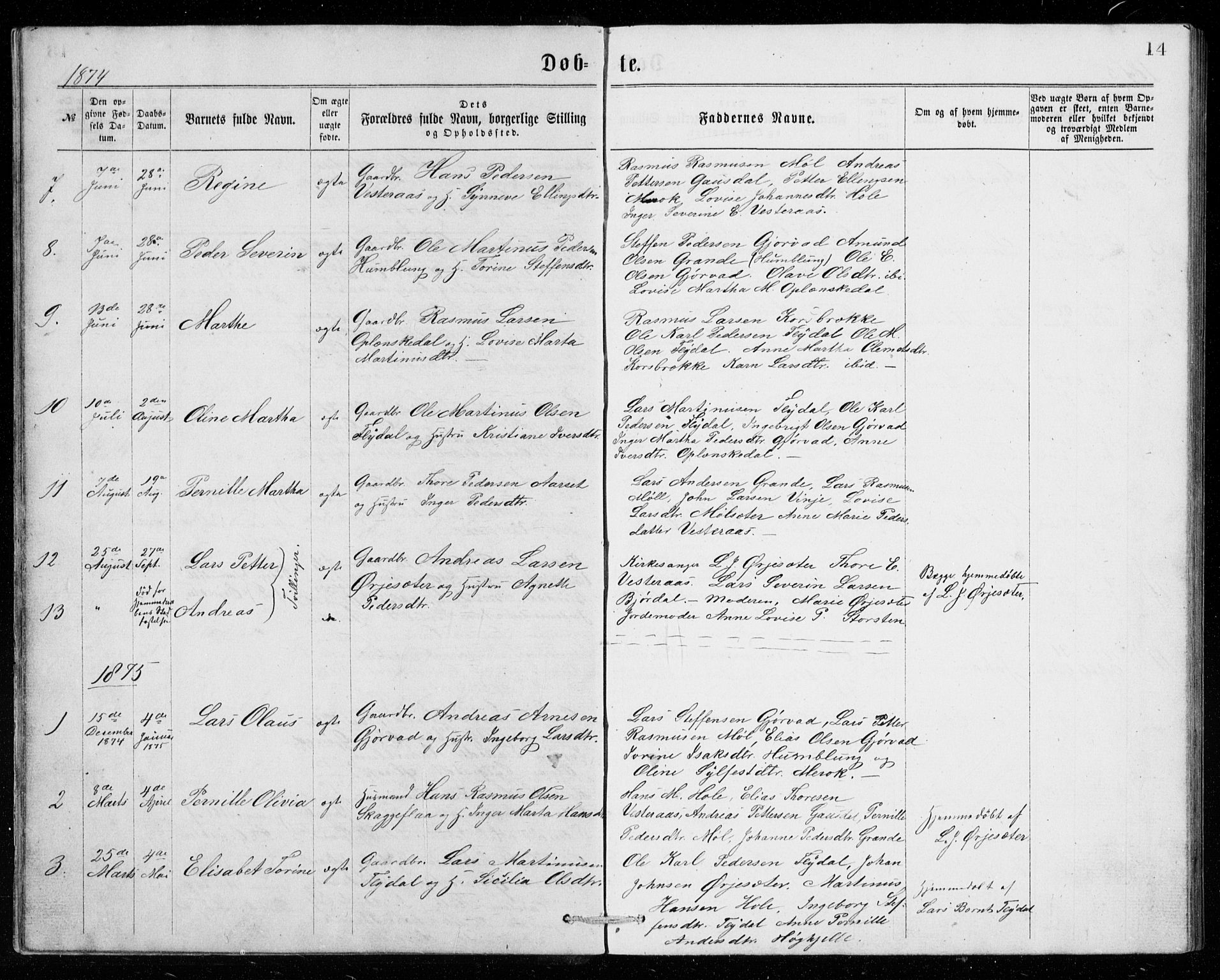 Ministerialprotokoller, klokkerbøker og fødselsregistre - Møre og Romsdal, SAT/A-1454/518/L0235: Parish register (copy) no. 518C02, 1867-1888, p. 14