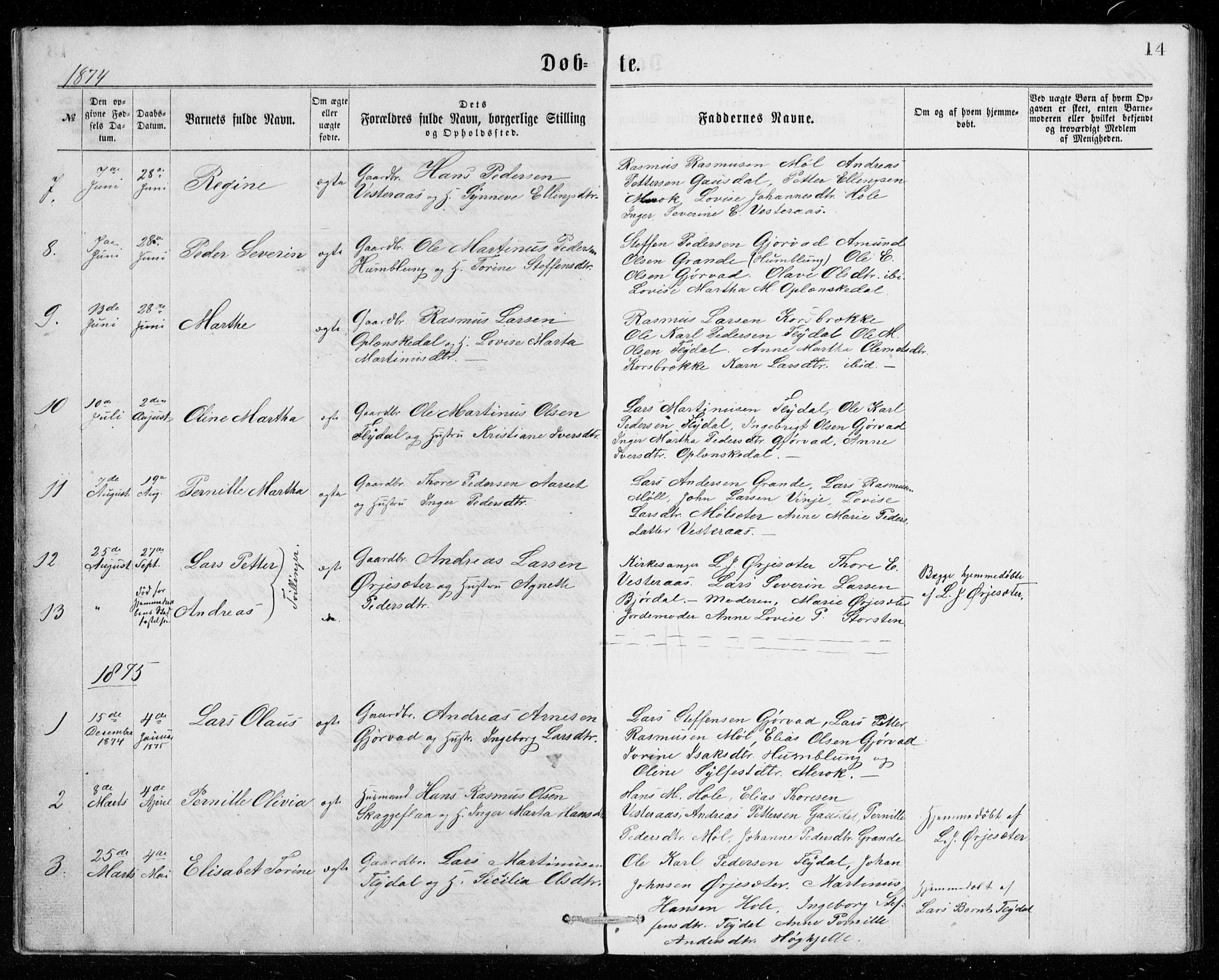 Ministerialprotokoller, klokkerbøker og fødselsregistre - Møre og Romsdal, AV/SAT-A-1454/518/L0235: Parish register (copy) no. 518C02, 1867-1888, p. 14