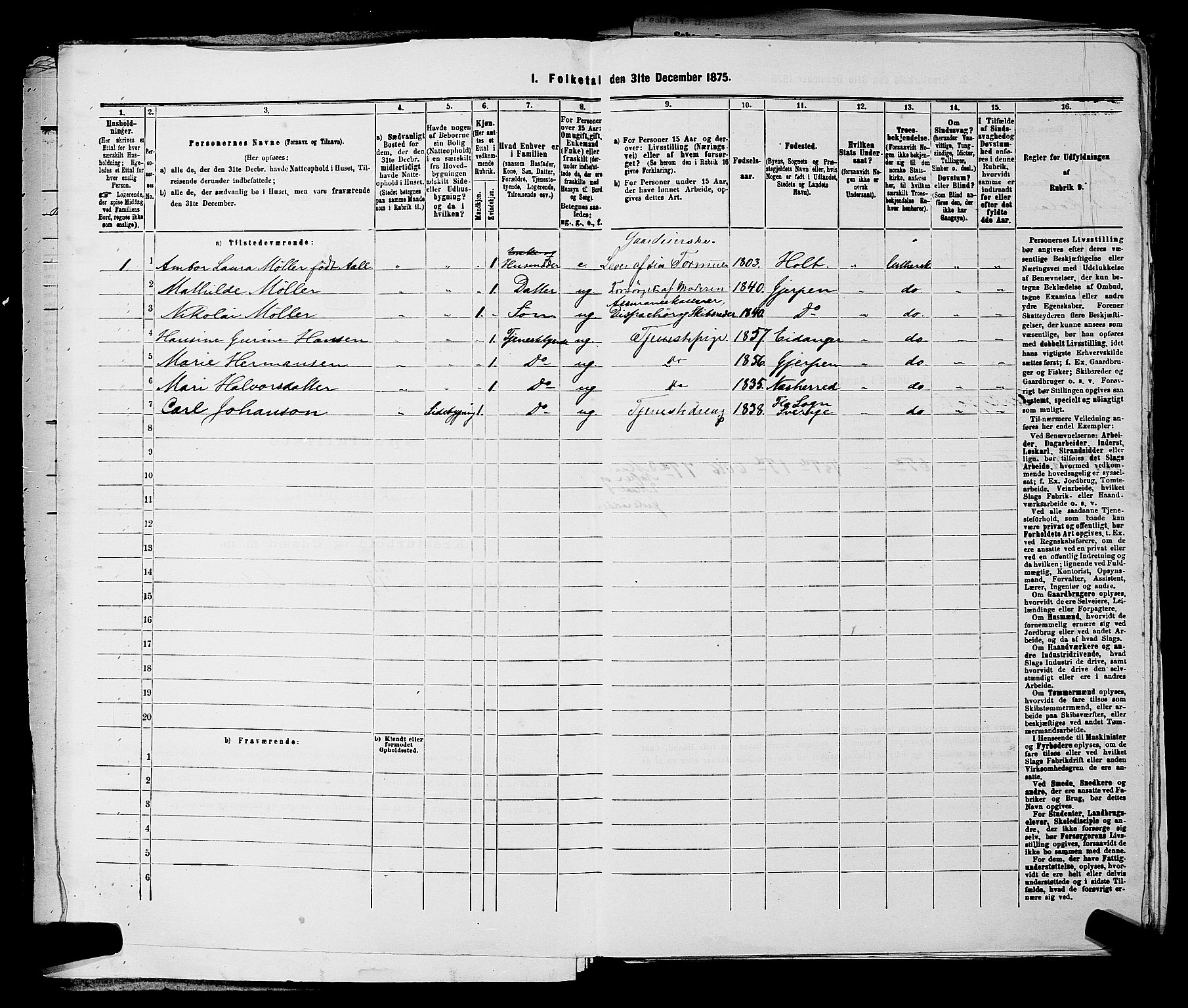 SAKO, 1875 census for 0812P Gjerpen, 1875, p. 1090