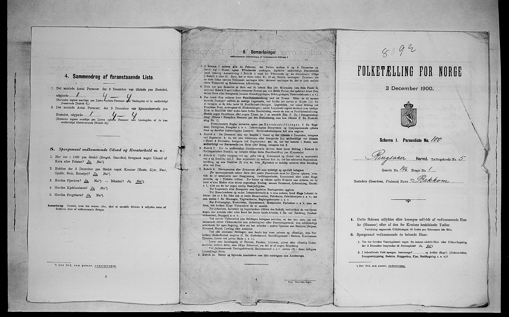 SAH, 1900 census for Ringsaker, 1900, p. 1235