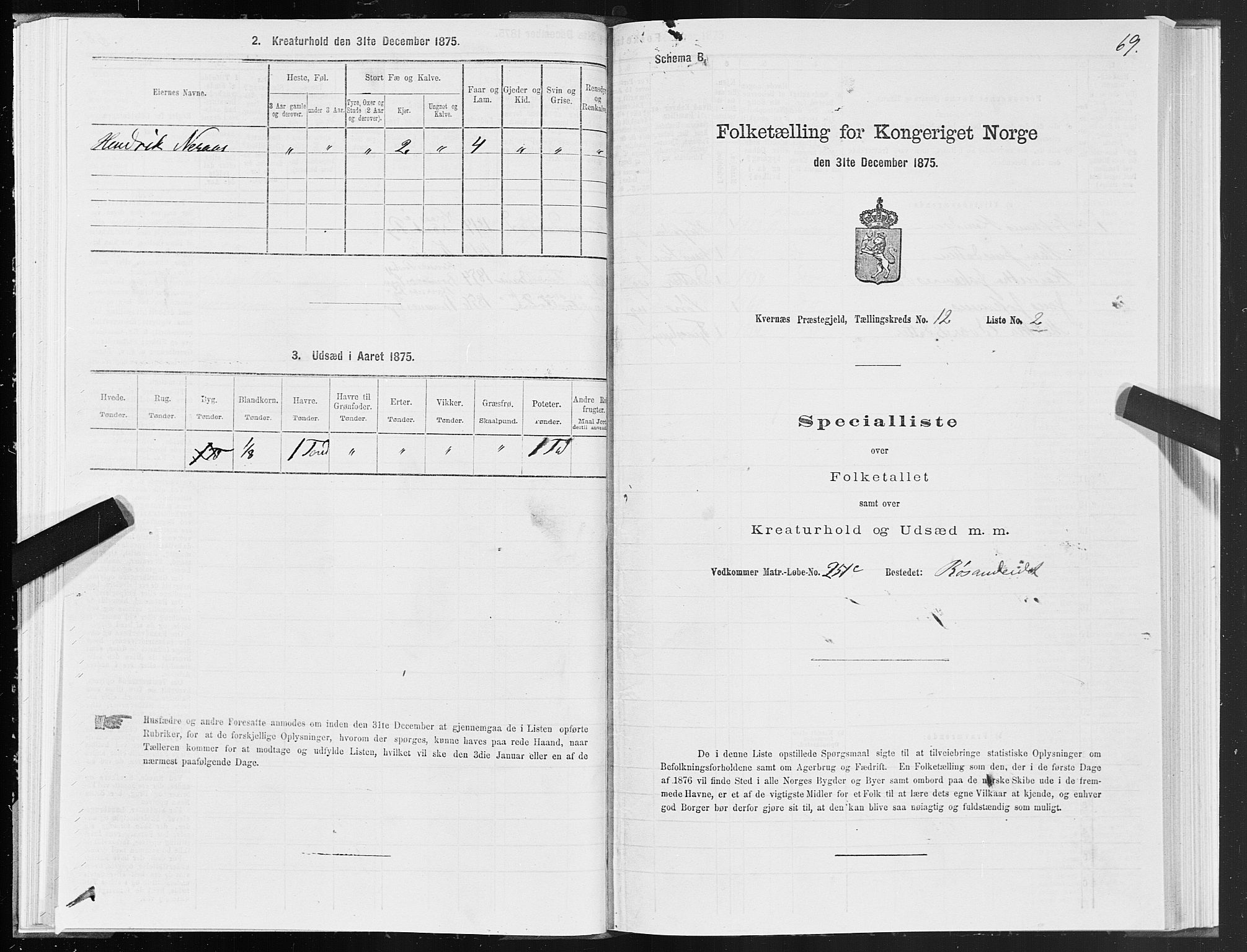 SAT, 1875 census for 1553P Kvernes, 1875, p. 6069