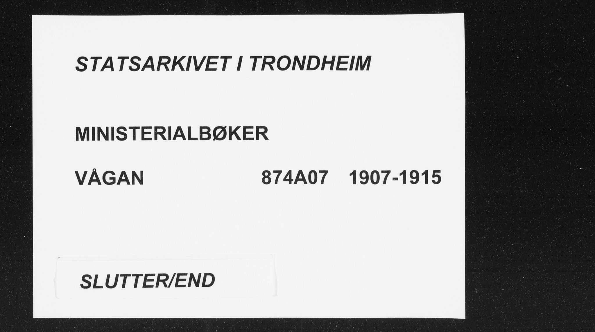 Ministerialprotokoller, klokkerbøker og fødselsregistre - Nordland, AV/SAT-A-1459/874/L1063: Parish register (official) no. 874A07, 1907-1915