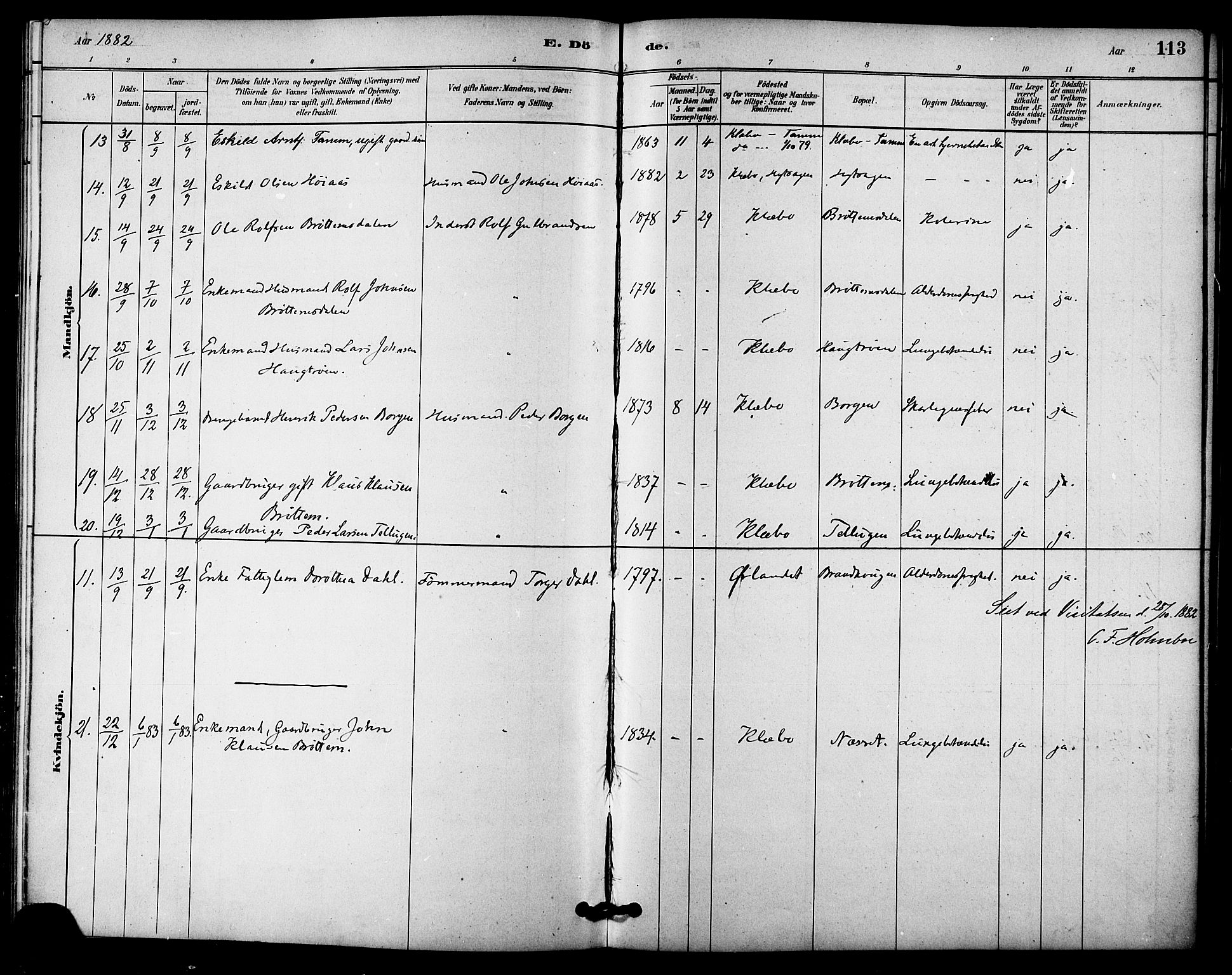 Ministerialprotokoller, klokkerbøker og fødselsregistre - Sør-Trøndelag, SAT/A-1456/618/L0444: Parish register (official) no. 618A07, 1880-1898, p. 113