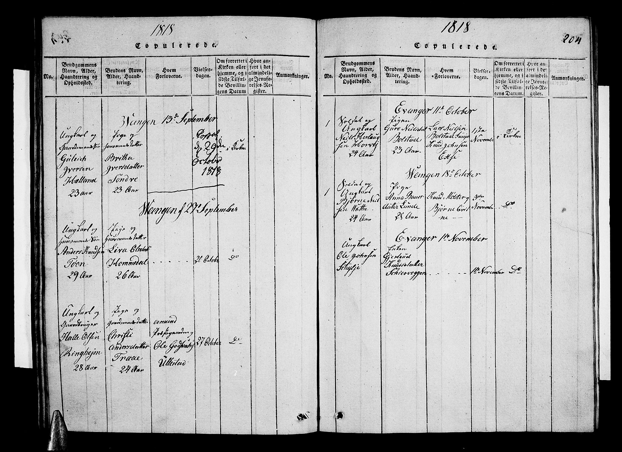 Voss sokneprestembete, SAB/A-79001/H/Hab: Parish register (copy) no. A 1, 1816-1818, p. 204