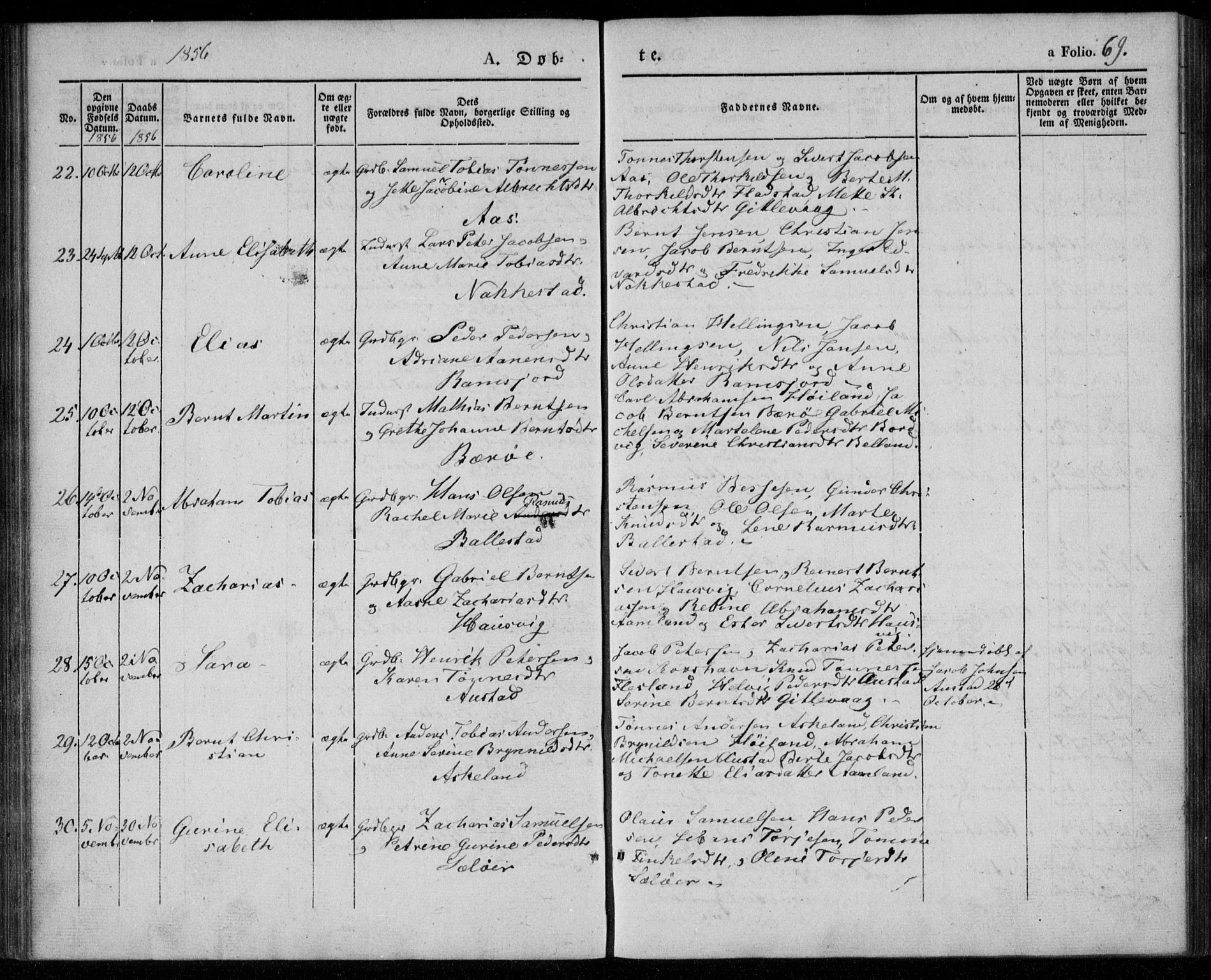 Lyngdal sokneprestkontor, AV/SAK-1111-0029/F/Fa/Faa/L0001: Parish register (official) no. A 1, 1837-1857, p. 69