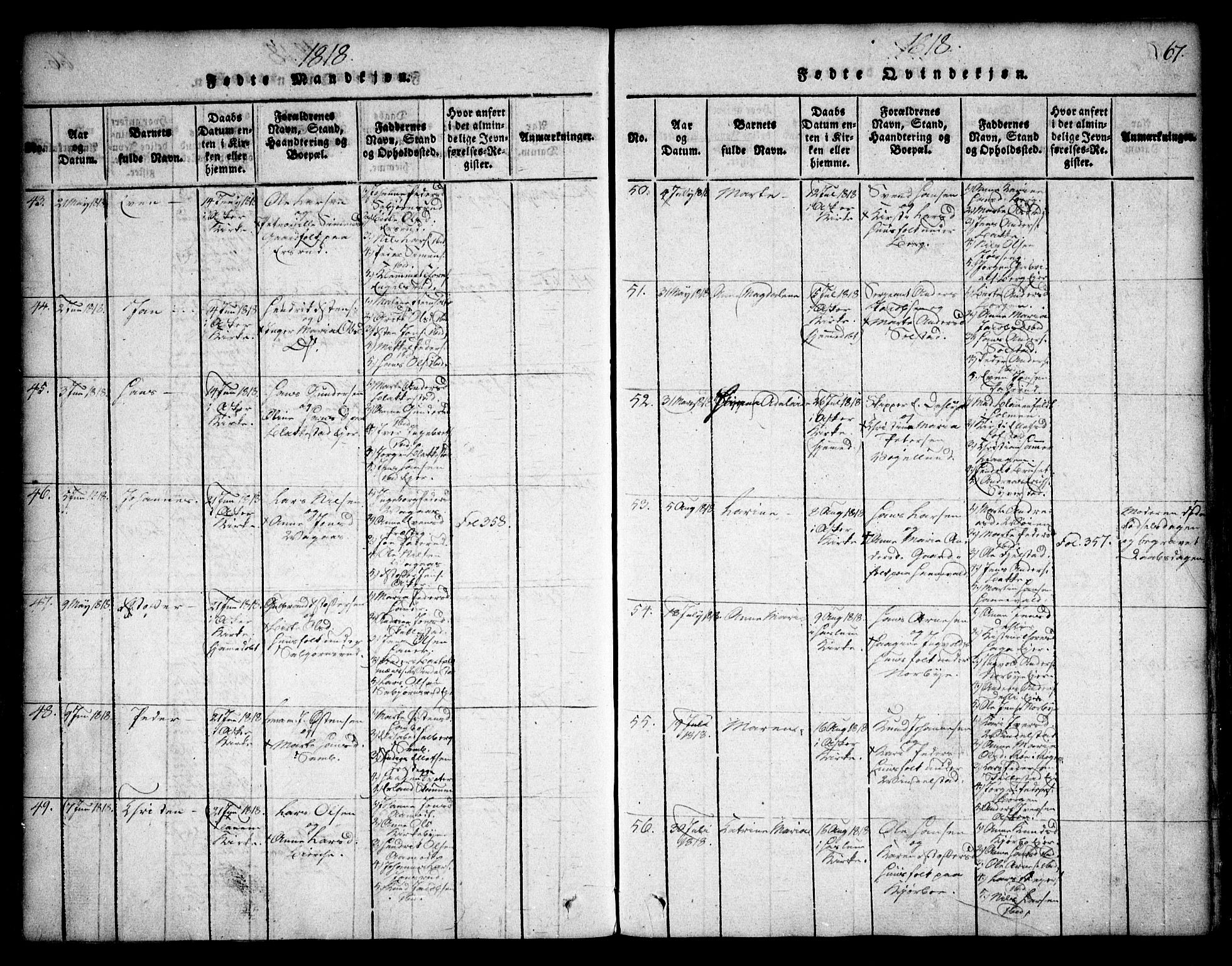 Asker prestekontor Kirkebøker, AV/SAO-A-10256a/F/Fa/L0006: Parish register (official) no. I 6, 1814-1824, p. 67