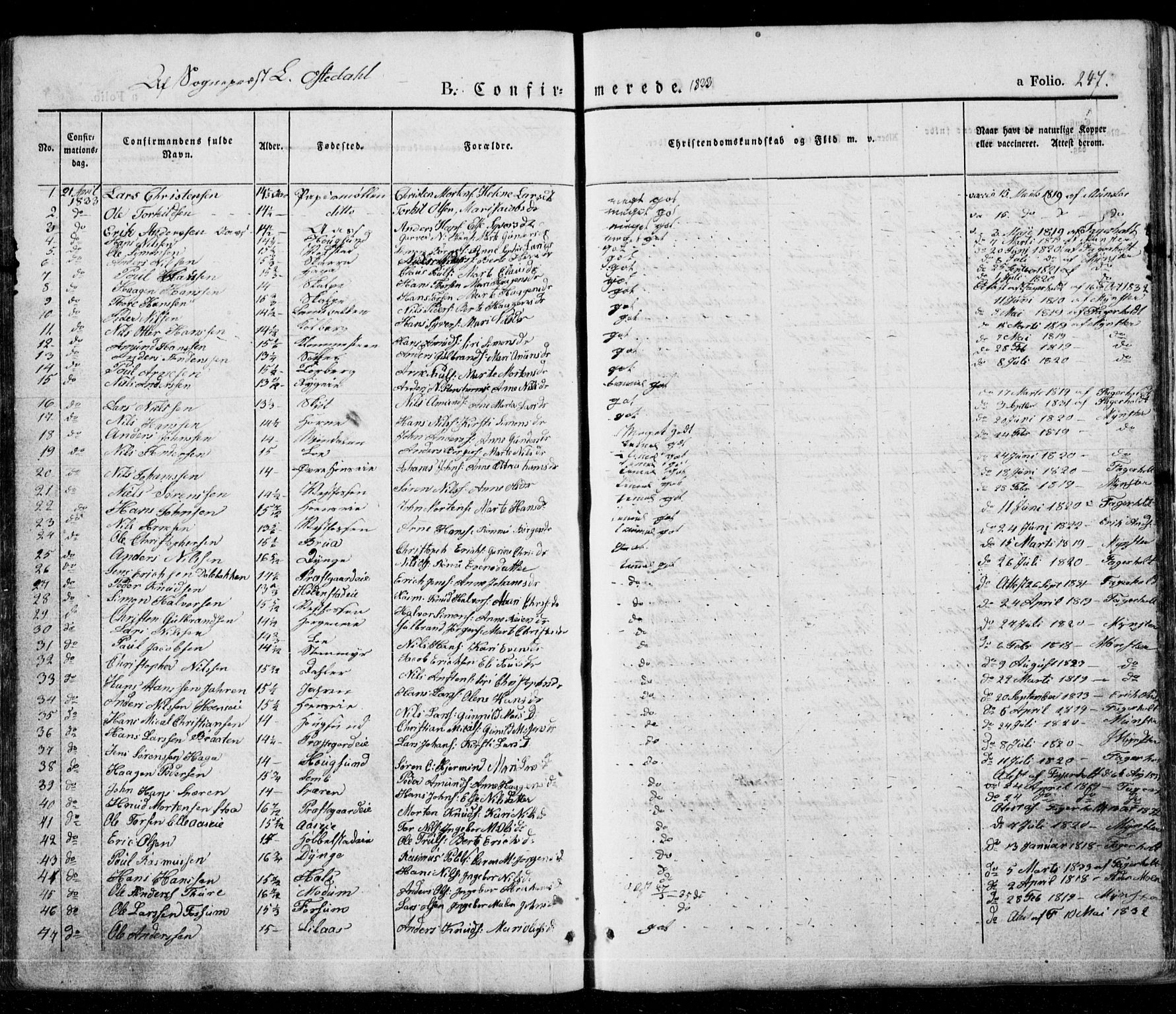 Eiker kirkebøker, SAKO/A-4/G/Ga/L0002: Parish register (copy) no. I 2, 1832-1856, p. 247