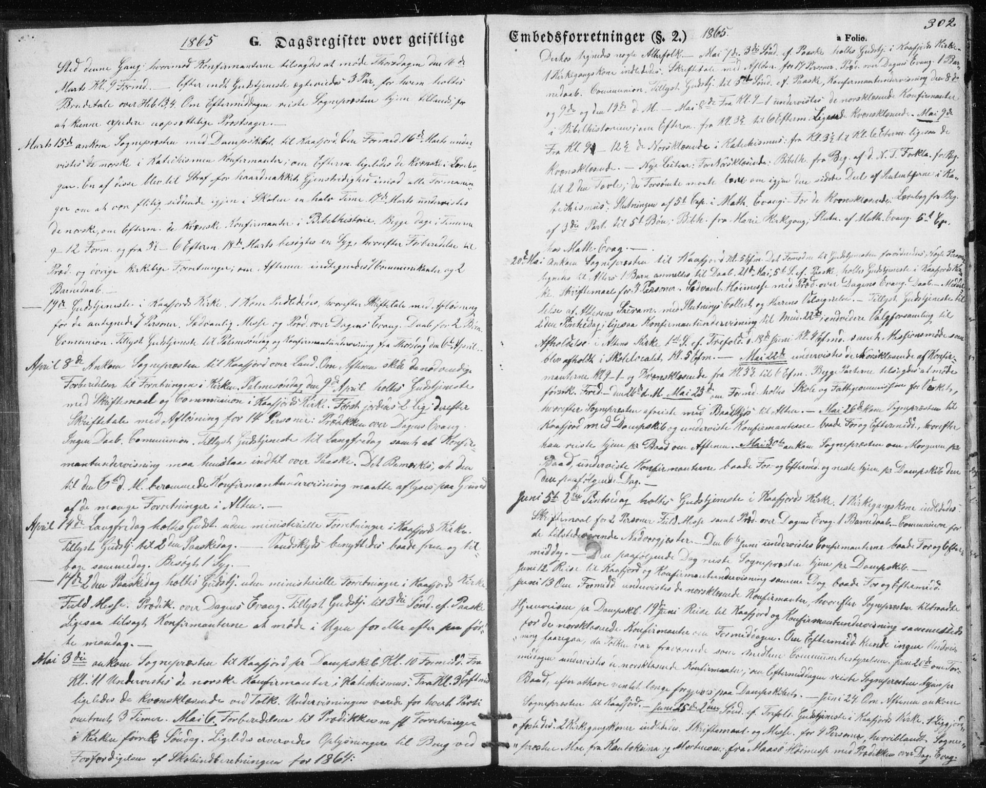 Alta sokneprestkontor, SATØ/S-1338/H/Hb/L0002.klokk: Parish register (copy) no. 2, 1856-1880, p. 302