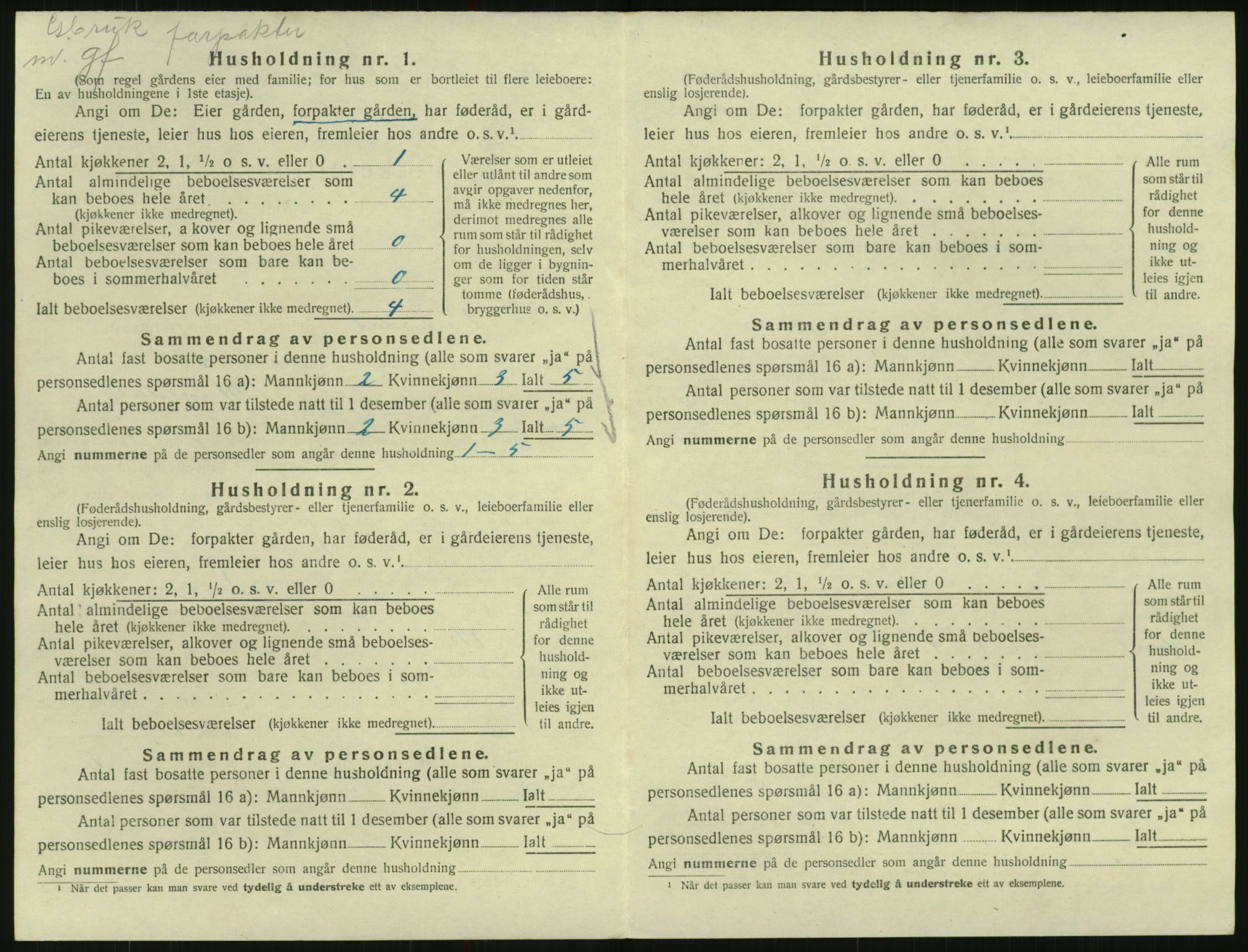 SAK, 1920 census for Vegusdal, 1920, p. 330