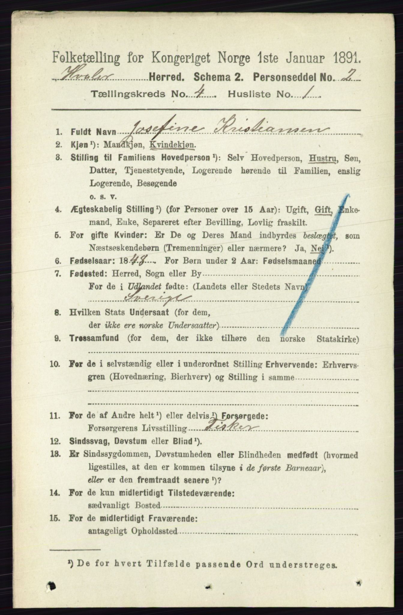 RA, 1891 census for 0111 Hvaler, 1891, p. 2640