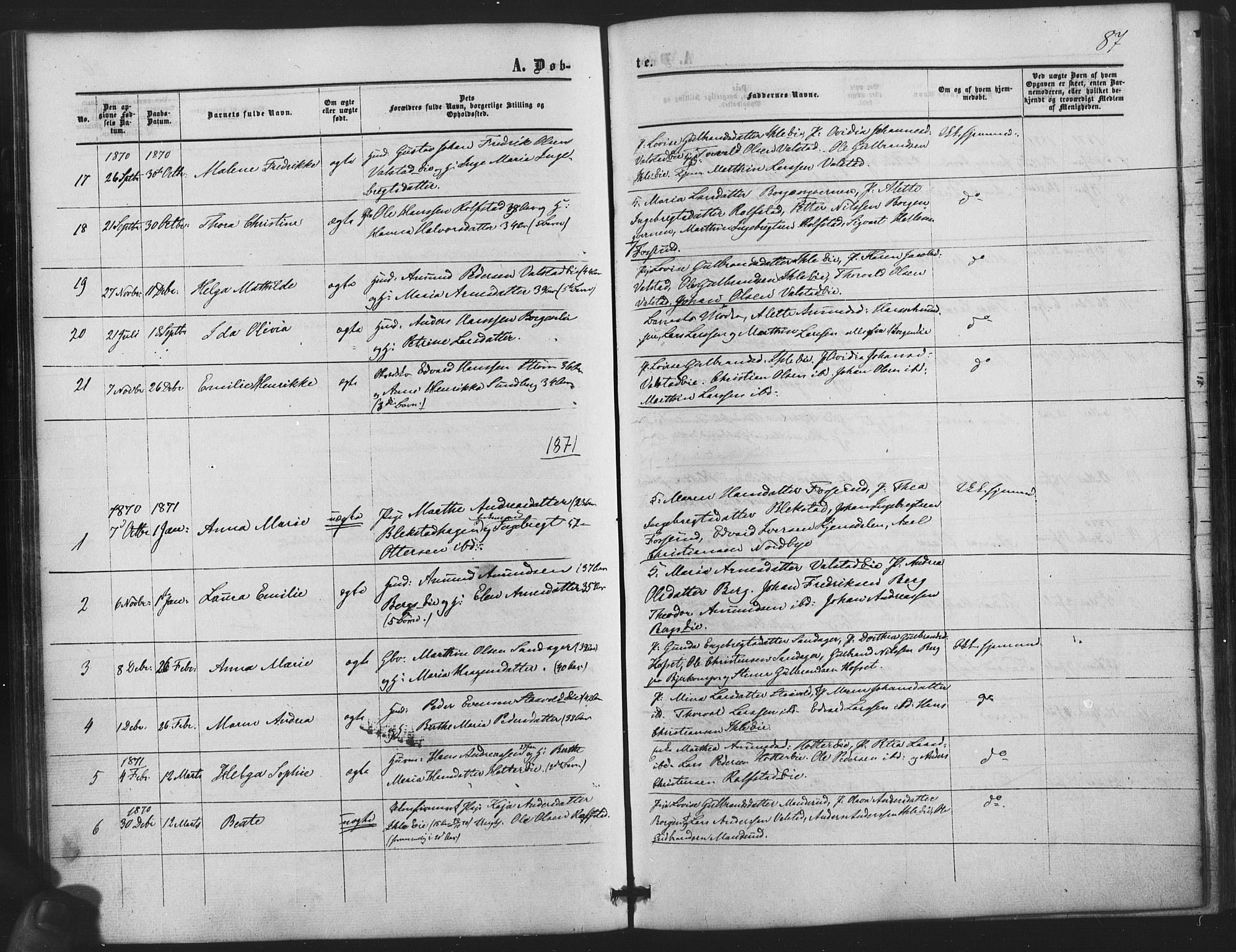 Nes prestekontor Kirkebøker, AV/SAO-A-10410/F/Fb/L0001: Parish register (official) no. II 1, 1859-1882, p. 87
