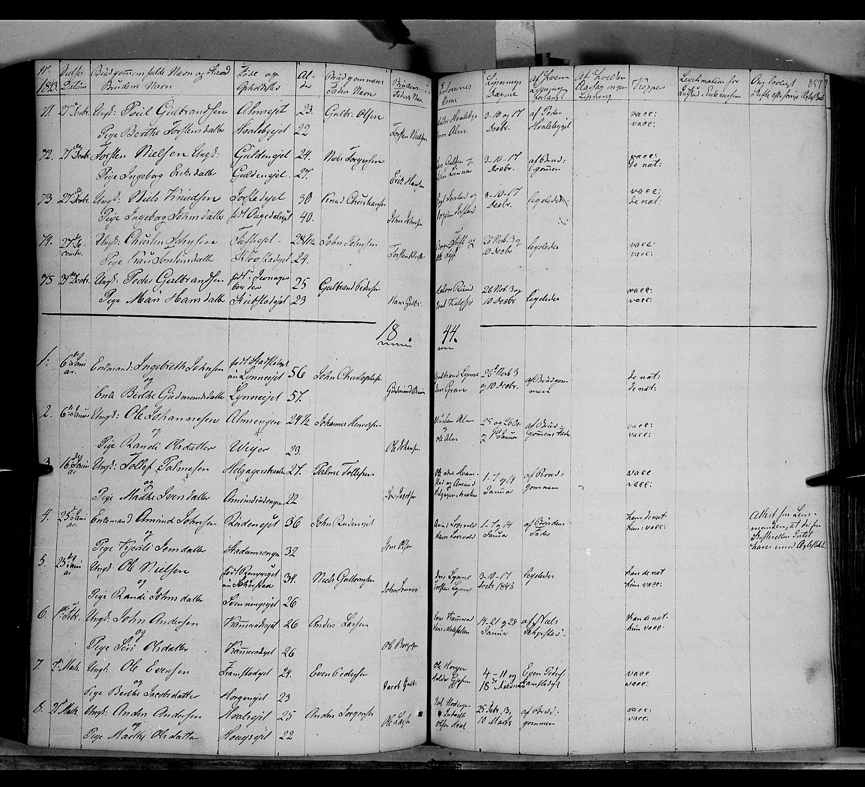 Gran prestekontor, SAH/PREST-112/H/Ha/Haa/L0011: Parish register (official) no. 11, 1842-1856, p. 856-857