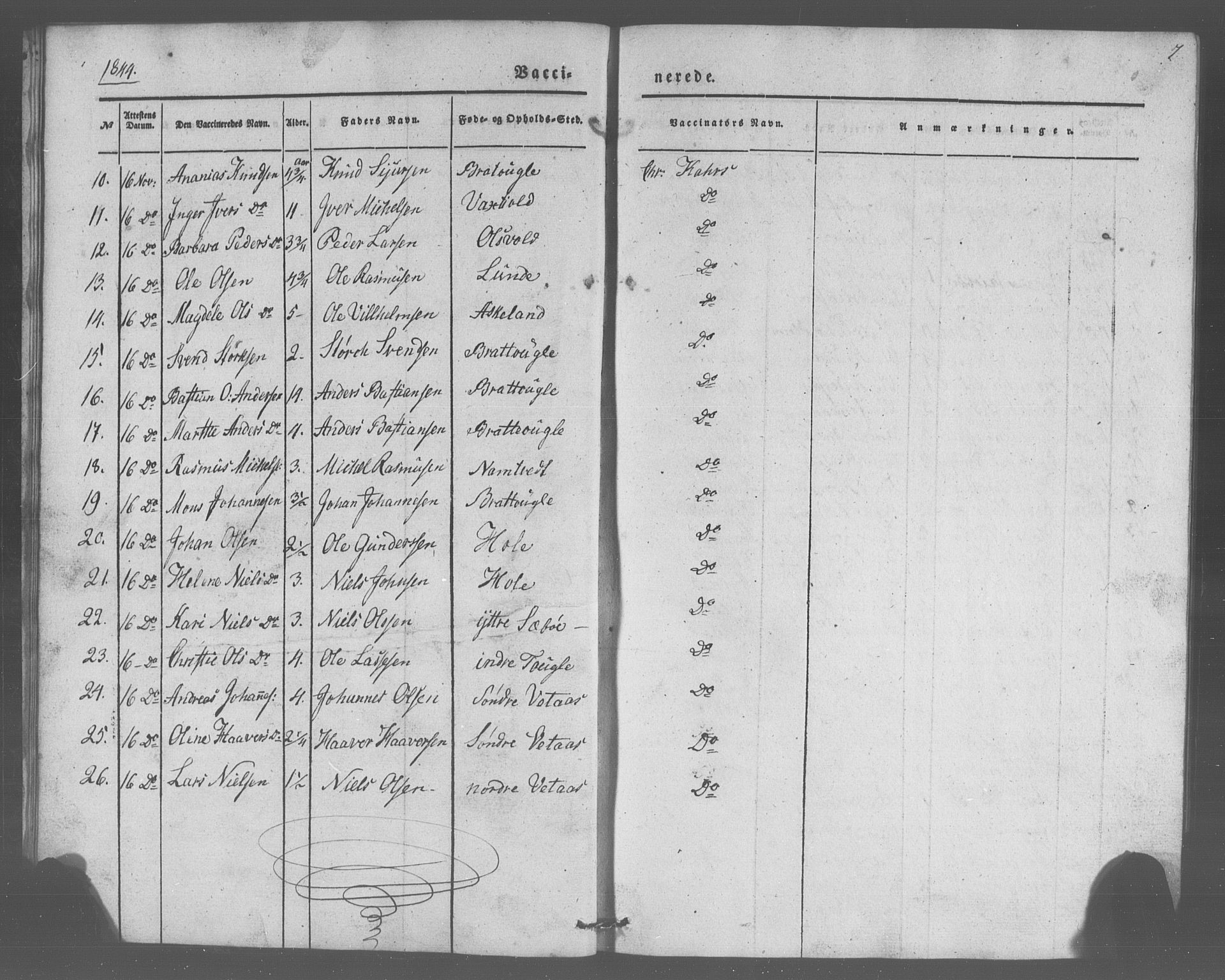 Manger sokneprestembete, AV/SAB-A-76801/H/Haa: Parish register (official) no. A 10, 1844-1859, p. 7