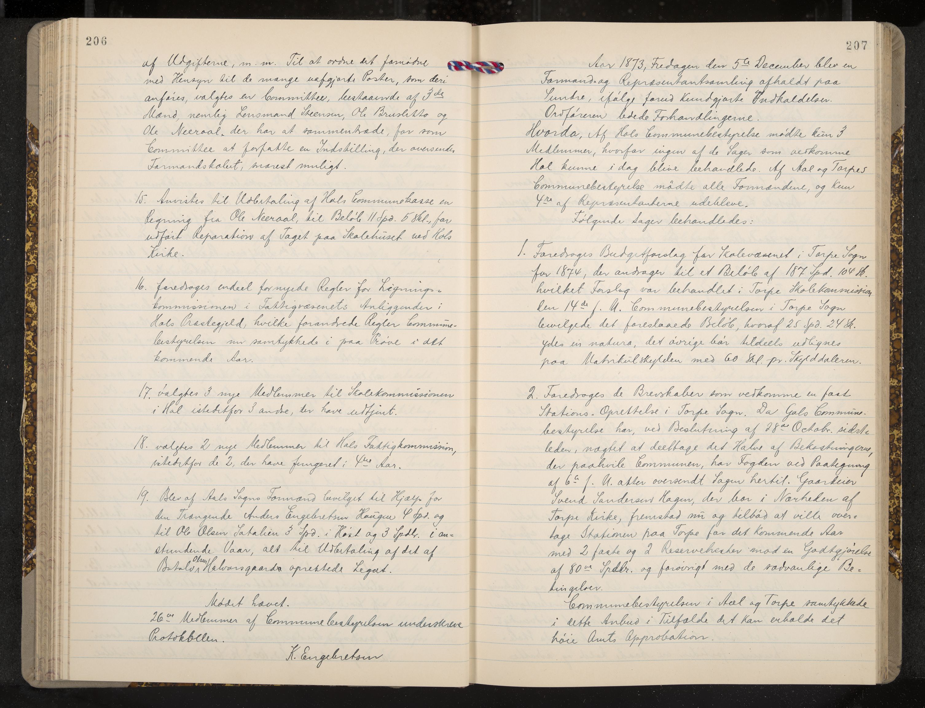 Ål formannskap og sentraladministrasjon, IKAK/0619021/A/Aa/L0003: Utskrift av møtebok, 1864-1880, p. 206-207