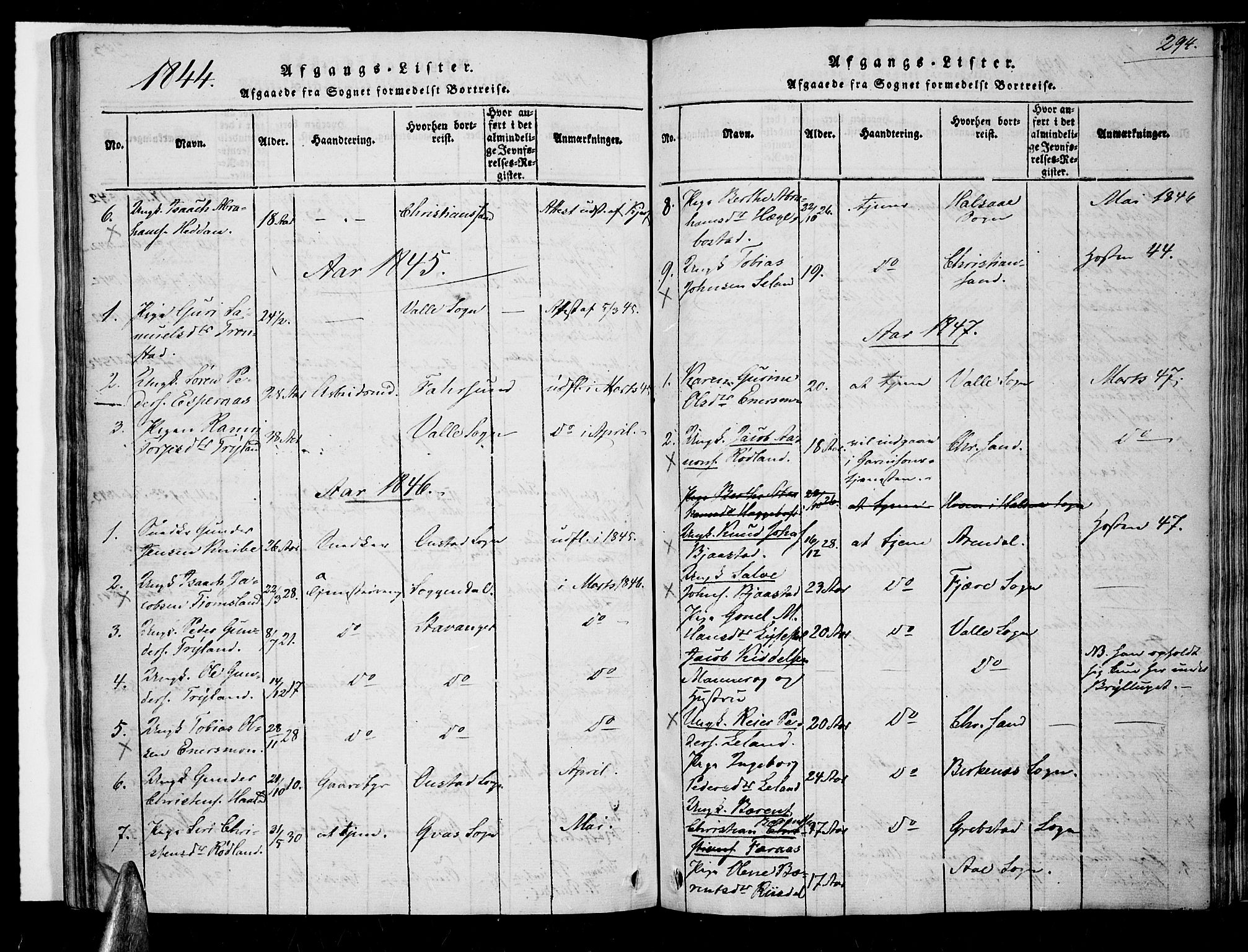 Nord-Audnedal sokneprestkontor, SAK/1111-0032/F/Fa/Fab/L0001: Parish register (official) no. A 1, 1816-1858, p. 294